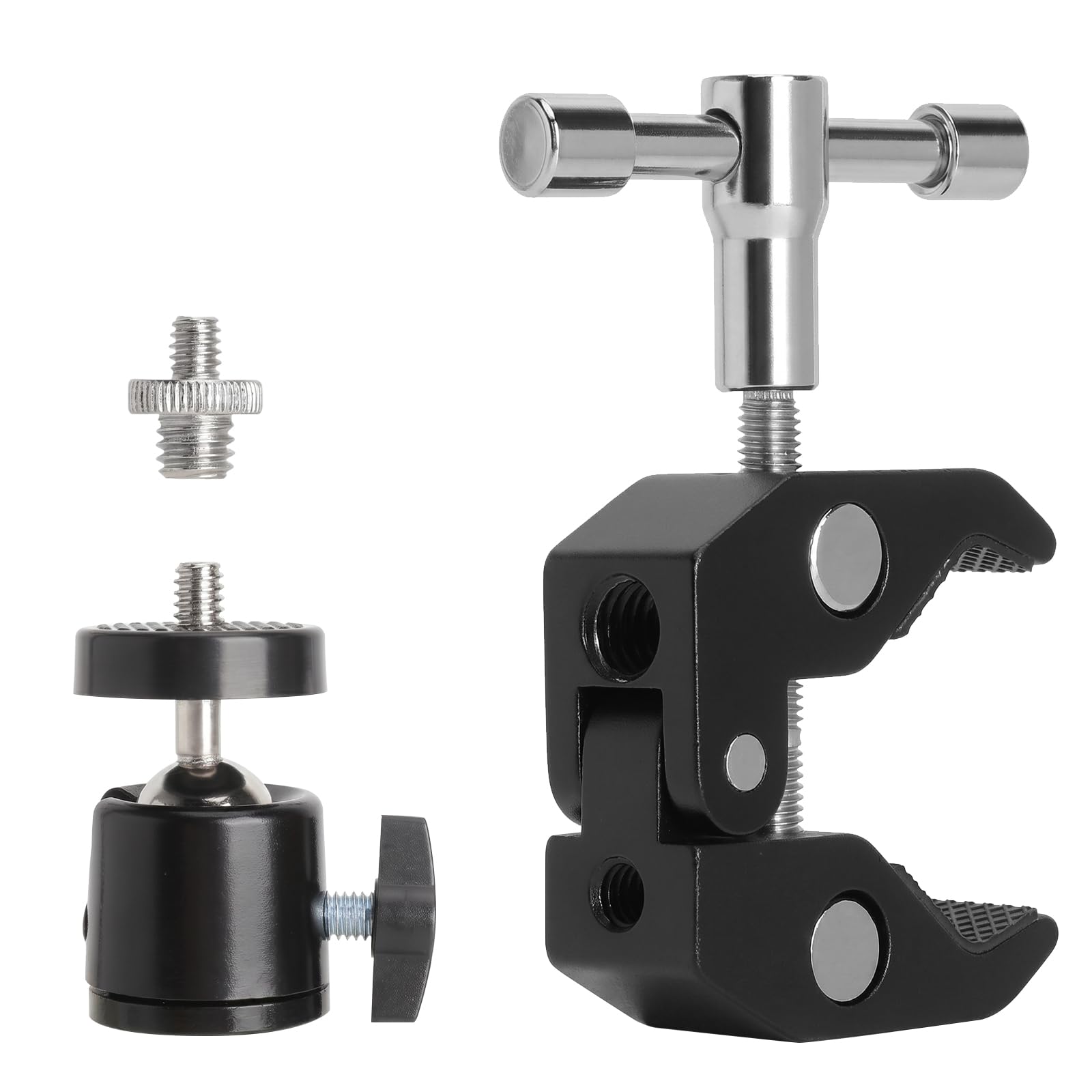Super Clamp Magic Arm, metalowy uchwyt zaciskowy z adapterem gwintowanym 1/4 cala i 3/8", uchwyt na kamerę, statyw zaciskowy, zaciski statywu kulowego do aparatu, oświetlenia LED, monitora
