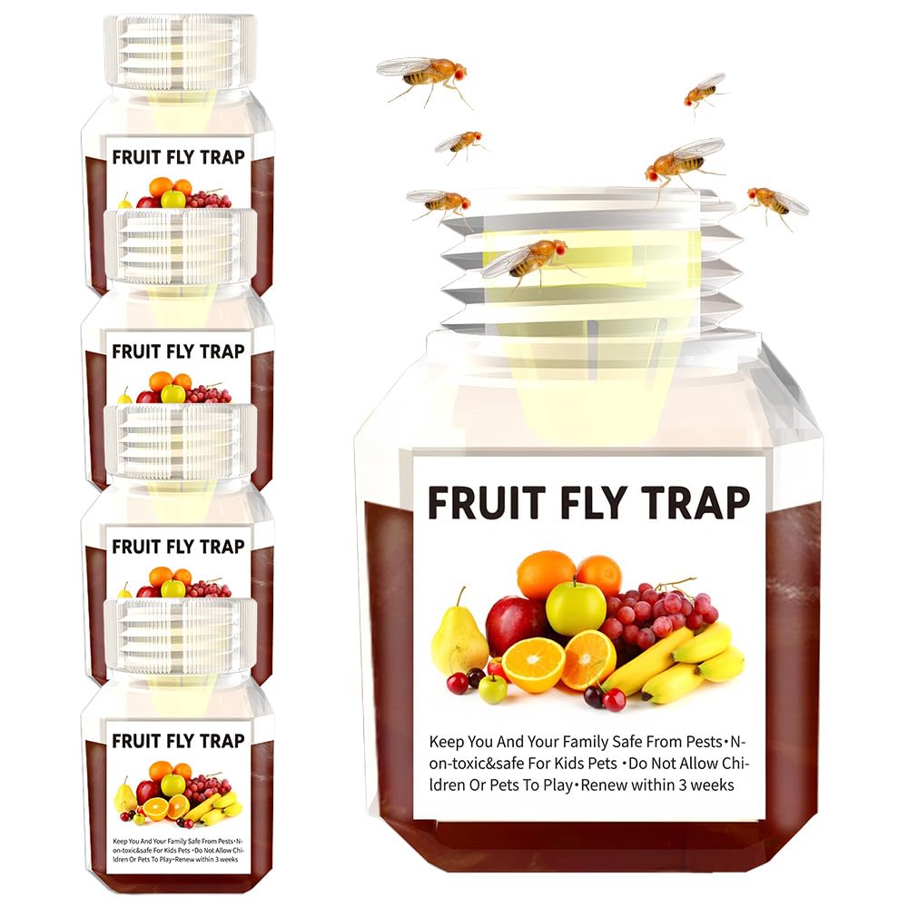Fruit Fly Trap, 4 Packs Highly Effective Fruit Fly Killer for Home & Kitchen, Fruit Fly Catcher, Up to 3 Weeks for Home Protect Plants Plant