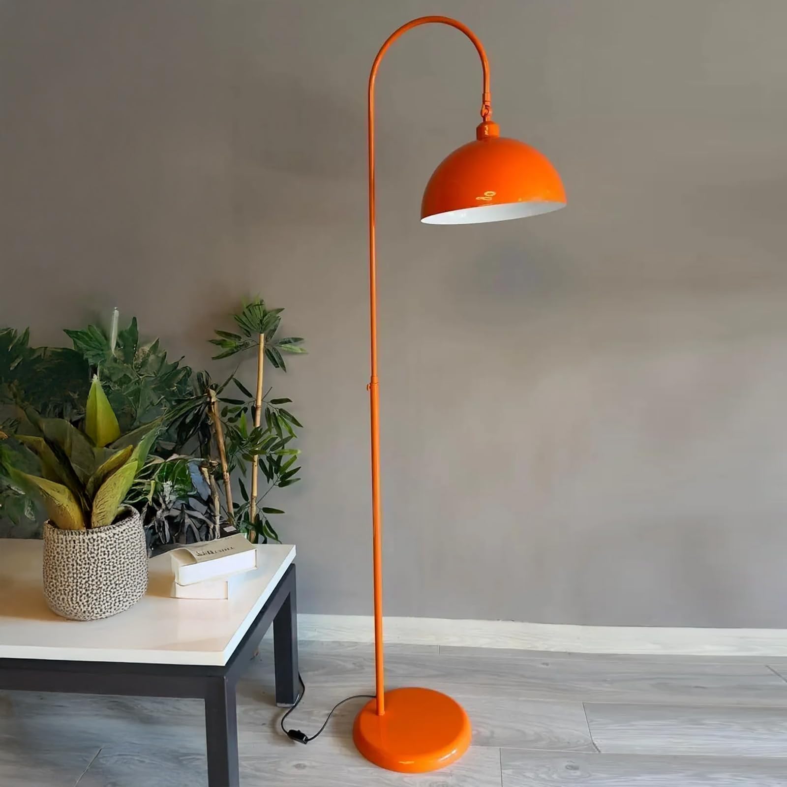bamyum Gorkiede Floor Lamp Metal, Modern for Bedroom, Living Room, Children's Room with E27 Socket, 30 cm Wide, Adjustable Lampshade, Orange