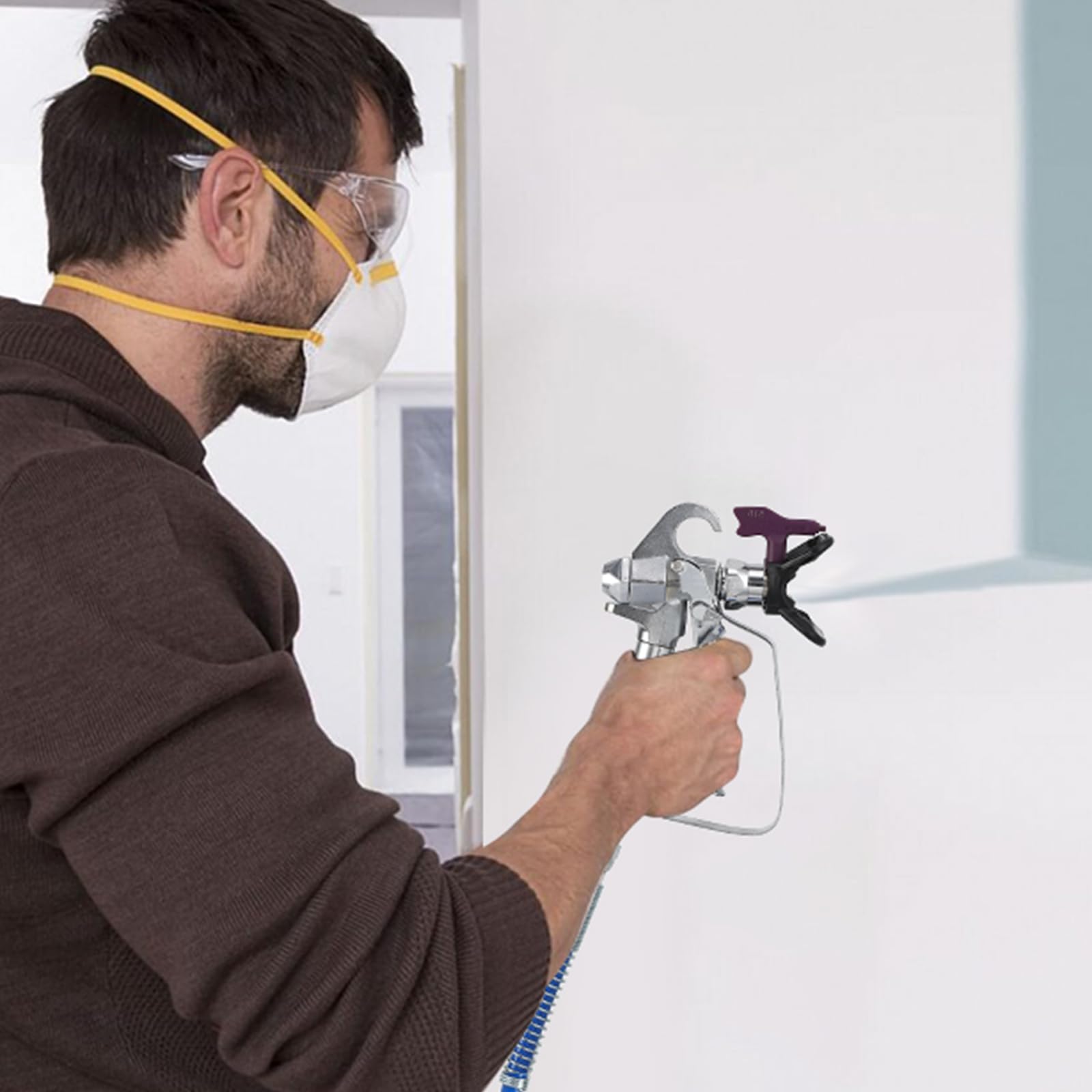 Pistola Pulverizadora De Pintura Airless Eléctrica 1010w - Baja Sobrepulverización - Poste Extensible De 20'' - 3000 PSI - Control De Flujo Ajustable - Ligera para Uso Profesional y Doméstico