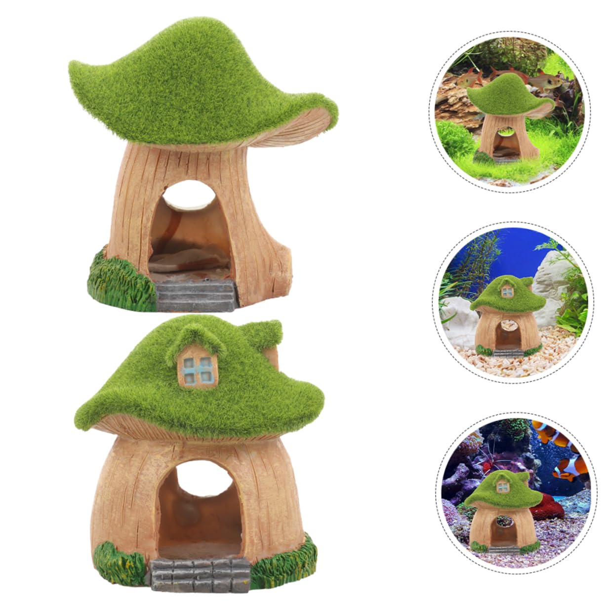 VANZACK 8piezas Casa De Hongos Acuáticos para Peces Refugio Decorativo De Acuario Ventanas Escondite Natural para Peceras Accesorios para Acuarios Peces y Crustáceos