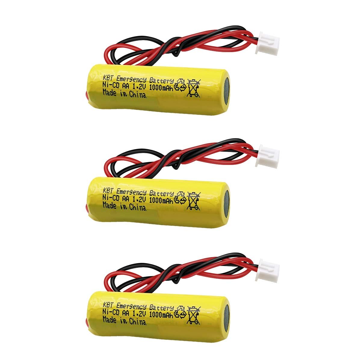 KBT 1.2V 1000mAh AA Size Battery, Exit Sign Emergency Battery Replacement, Ni-CD Battery with 2Pin JST PH 2.54 Connector for Unitech AA900mAh OSA268