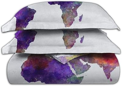 Amazon 布団カバー シングル 3点セット 寝具カバー セット ベッド用 布団用 掛け布団カバー 世界地図デザイン 肌に優しい 寝具カバーセット オンライン通販