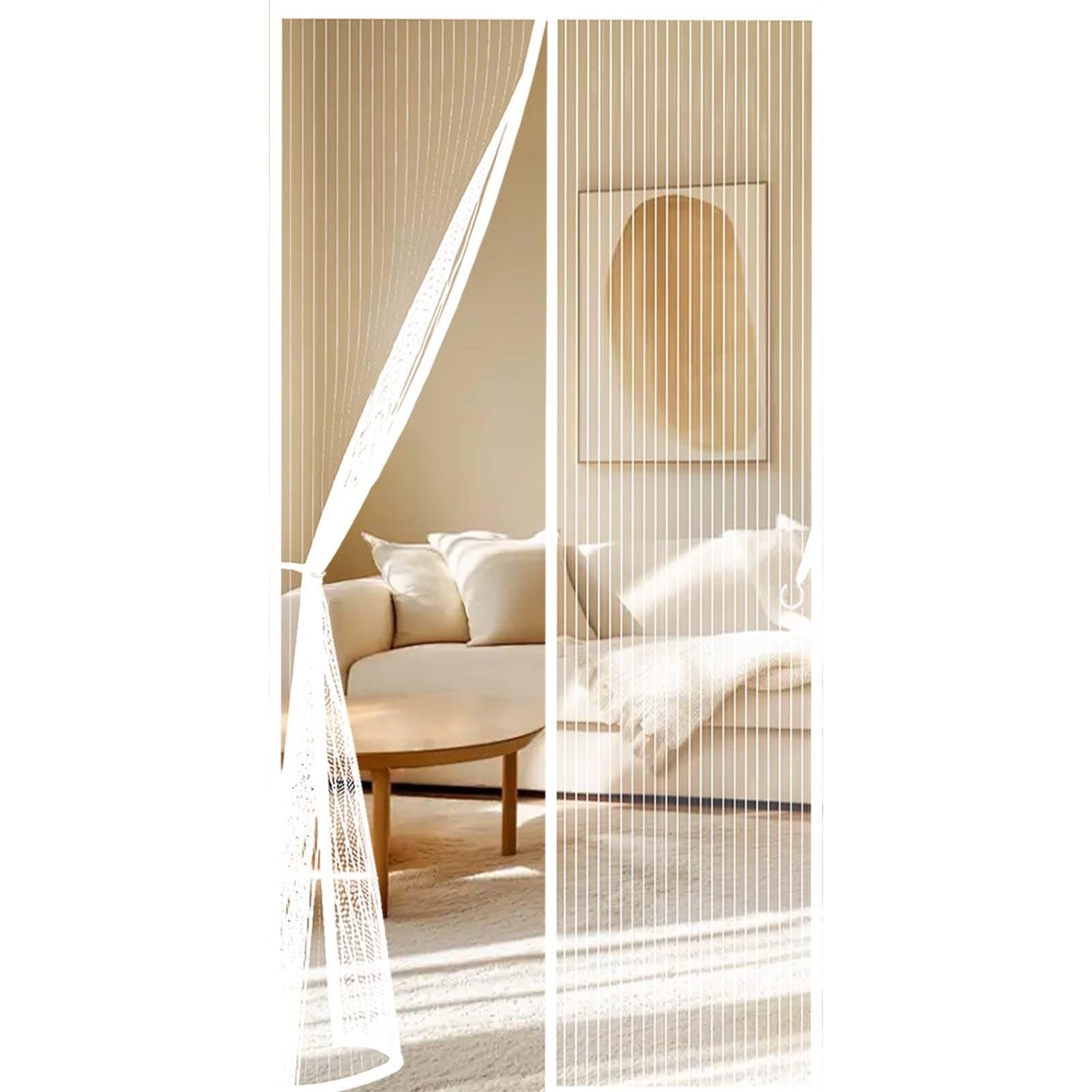 Magnetic Fly Screen Door 139 x 201 cm Durable, Keeps Bugs Out, Kid and Pet Friendly Magnetic Fly Screen Door Curtain Lets Fresh Air in, Hundreds of Sizes, White