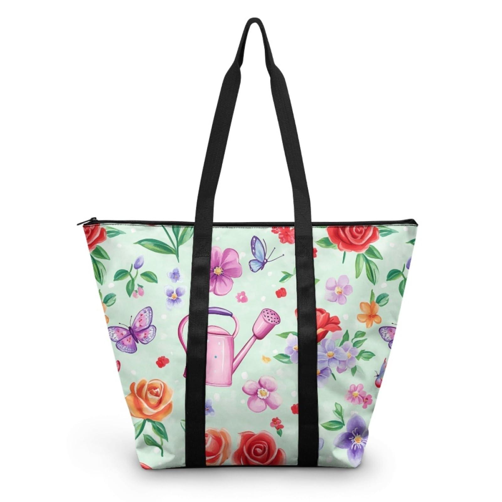 Tote Bag Tela Bolsas de Tela Poliéster Bolso de Mano de Mujer Reutilizable Bolsa Compra Plegable Tote Bag Cremallera Bolso Viaje Duradero Totebag