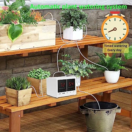 Automatic Watering System for Potted Plants Drip Irrigation Kit is Simple to Program, with Soft and Easy to DIY Hoses. The Personal Watering System is White Indoors