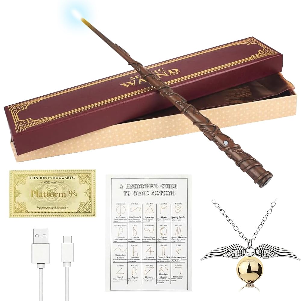 KBIBCK Hermione Granger Wand, 38CM Hermione Wand Light Up, USB Charging Wizard Wands Glow