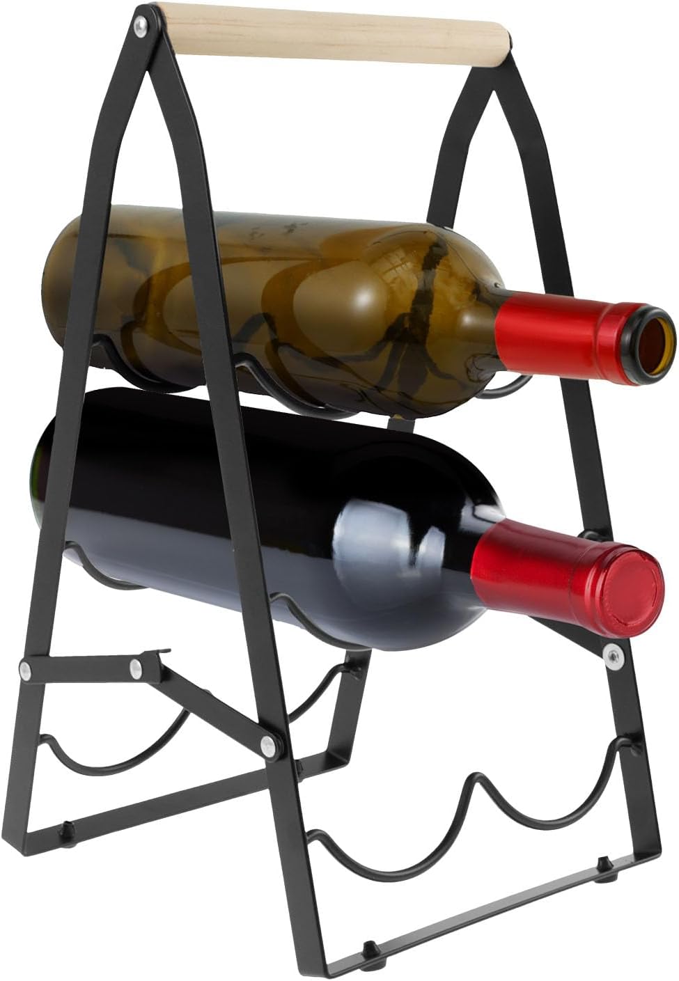 Soporte para Botellas de Vino, 6 Botellas, Metálico, Negro, FALESOUL