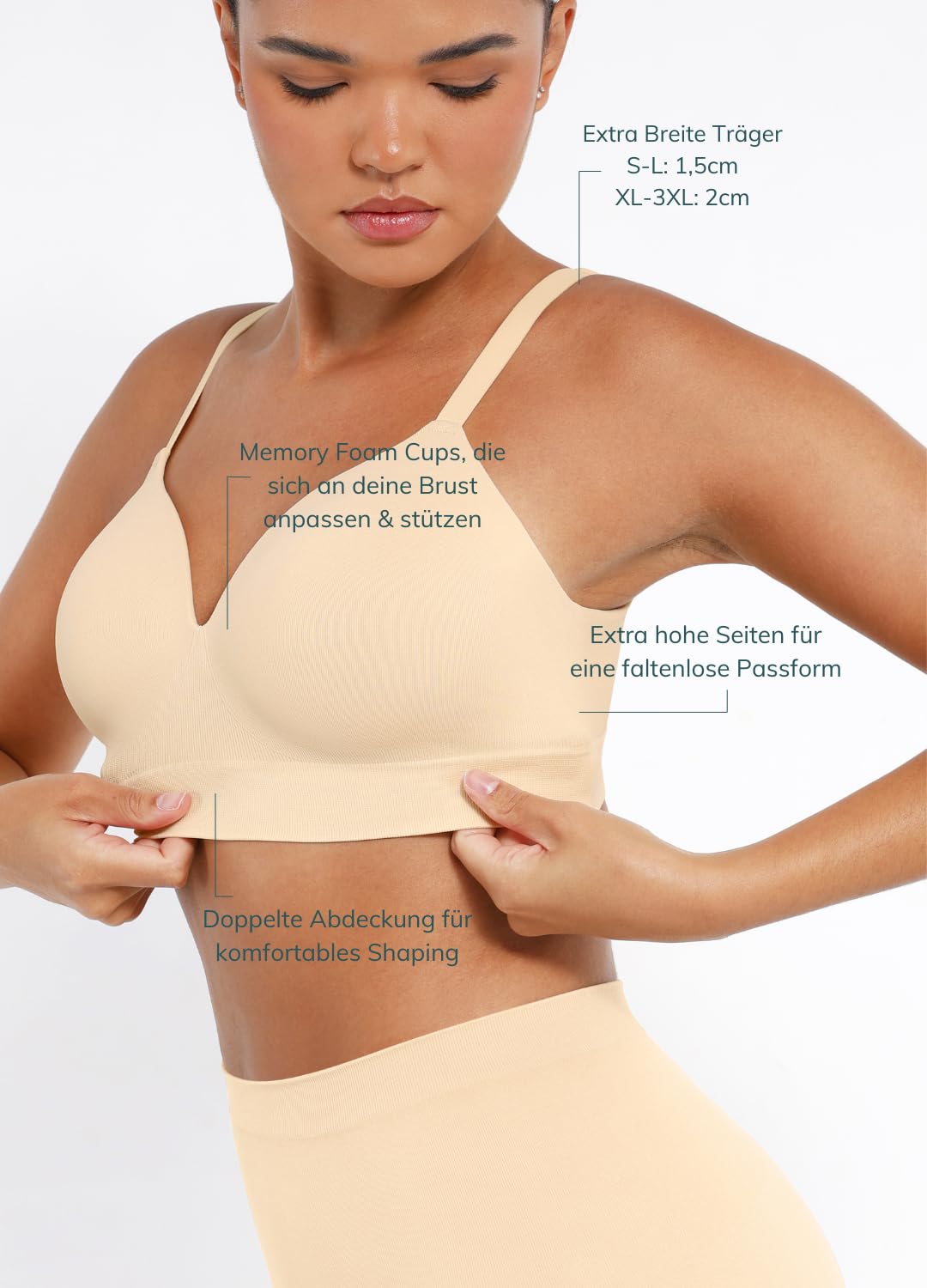 Daily Essential BH, rosensix Damen Original BH Bequemer Soft-BH ohne Bügel mit Starkem Halt Bügelfreier & Unsichtbarer Look – mit verstellbaren Trägern und integrierten Pads
