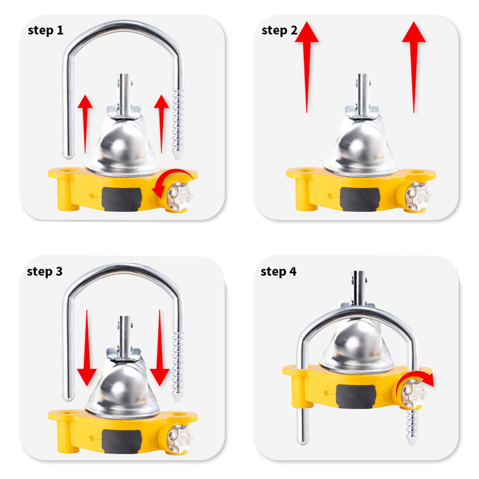 Lucchetto per Accoppiatore per Rimorchio Lucchetto per Rimorchio in Lega di Alluminio Lucchetto a Combinazione a Forma di U con Password a Combinazione a 4 Cifre per Sicurezza