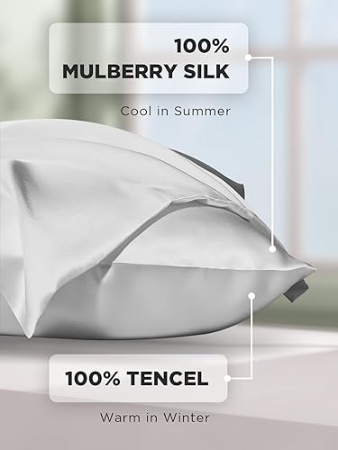 Miniatura 18 de Funda de almohada de seda de morera para cabello y piel, 22 Momme - Funda de almohada de seda natural con cremallera oculta, 6A, suave y lisa de una