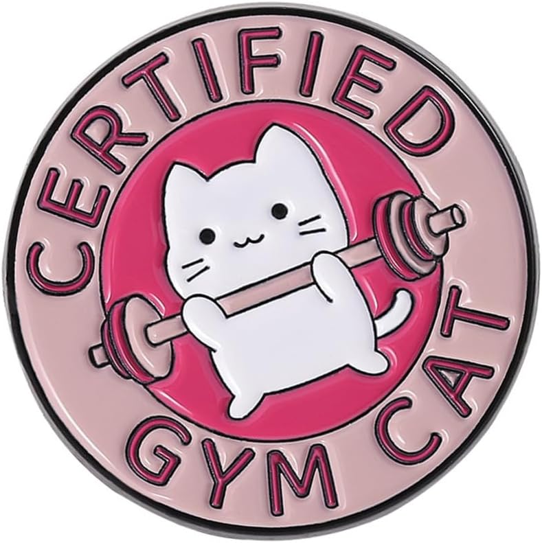 Cheeky Gym Cats Brooch Exercise Inspired Jewelry Accessory For Fitness Fan