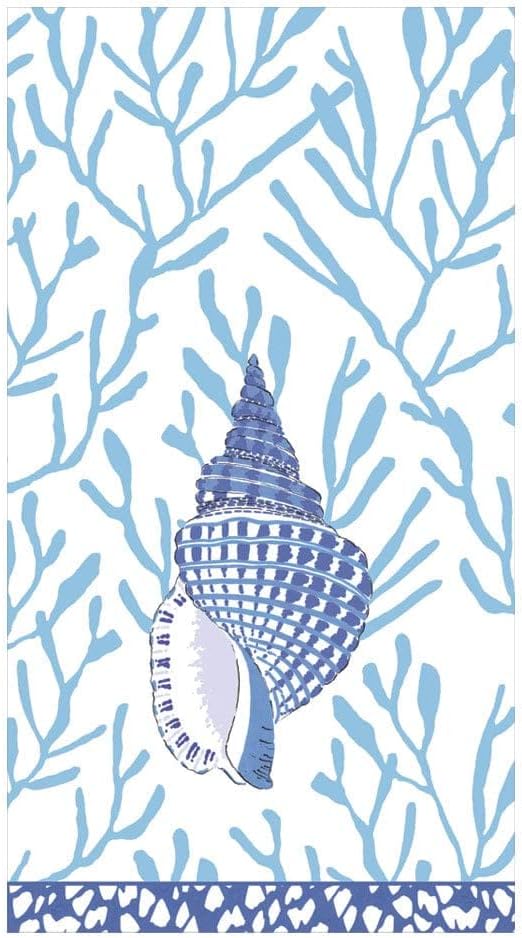 Guest Napkins Caspari Shell Toile Guest Towels - 30 Coral & Blue Napkins (2 Packs Of 15) Elegant Guest Towel