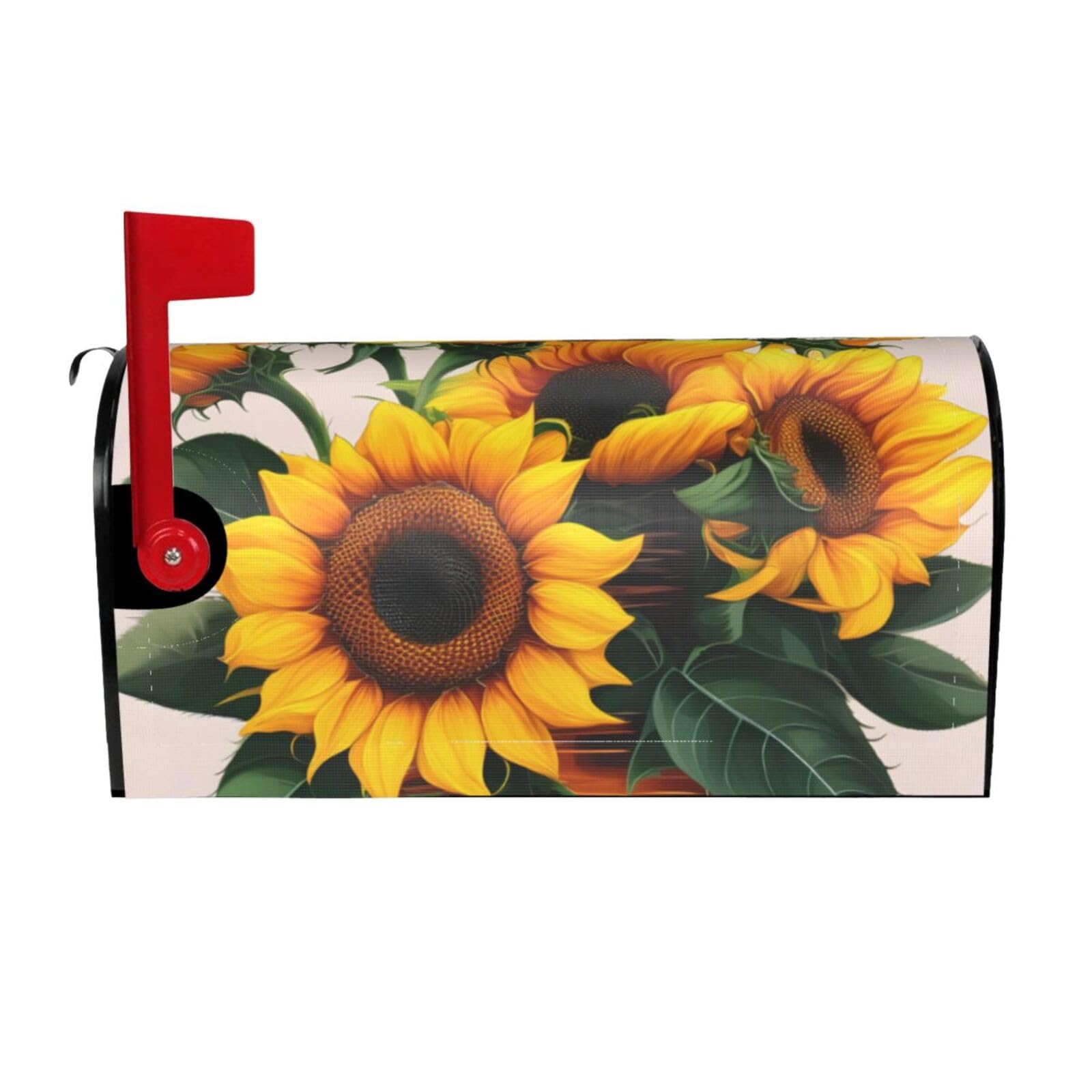Sunflower And Rose Print Mailbox Cover Wraps Post Letter Box Cover Decor For Outside Garden Yard Farmhouse Home