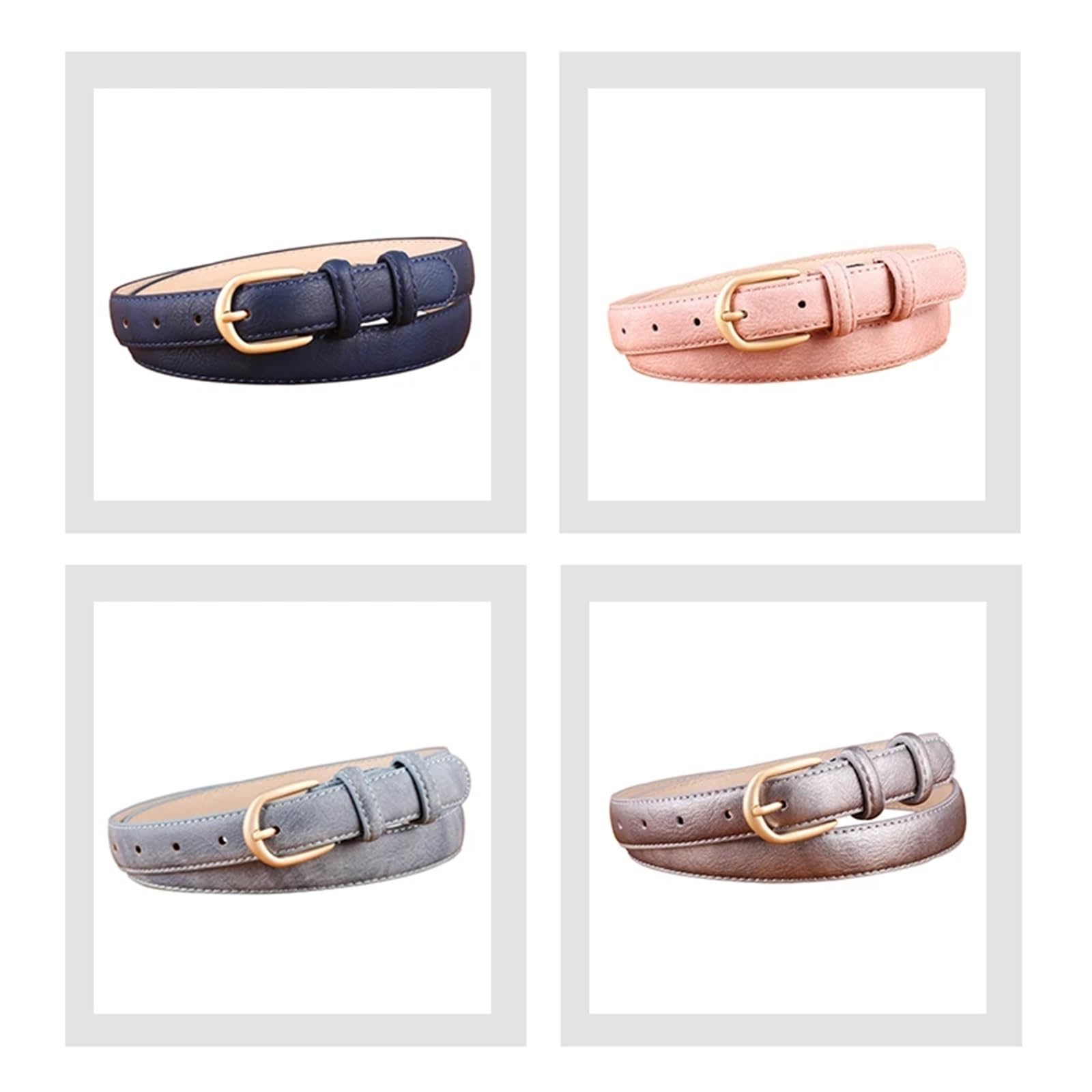 Cinturones De Mujer 2 uds cinturón de mujer cinturones finos for femenino hebilla dorada cuero PU for Jeans Para Jeans Vestido