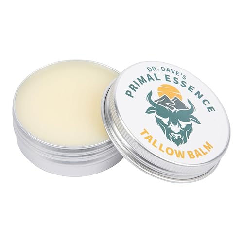 Dr. Dave's Primal Essence Grass Fed Beef Tallow Balm with Organic Shea Butter, Jojoba Oil, Beeswax and Honey Natural Skincare Moisturizer for Dry