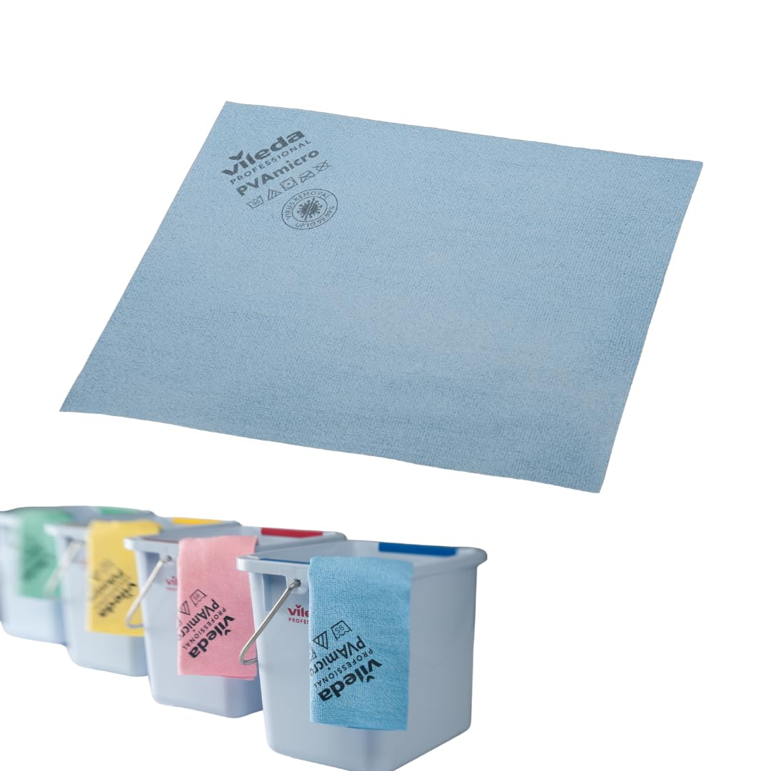 VILEDA Professional | Bayeta PVAmicro. PVA y Microfibra, color Azul, 38 x 35cm - Caja 20 paquetes x 5 uds