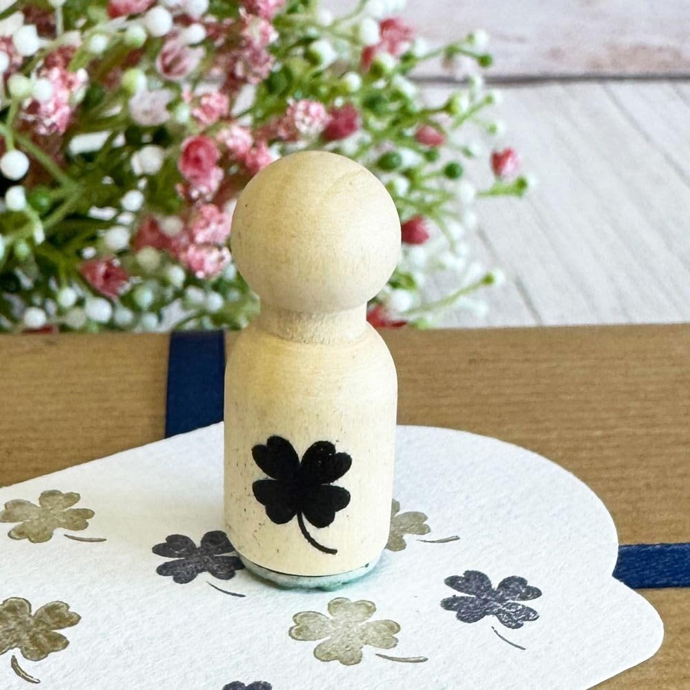 Luck And Luck Brown Mini Rubber Stamp Clover Leaf, Ink Stamp For Cards Envelopes Scrapbook, Wooden Good Luck Stamp, Diy Tags Crafts, Wedding Crafts