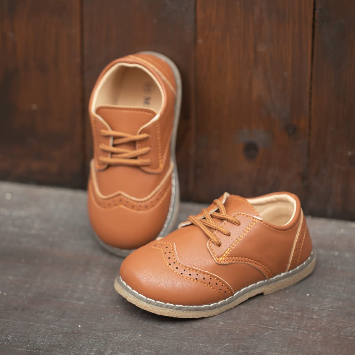 CENCIRILY Oxford-Schuhe für Kleinkinder, Jungen, Mädchen, Schnürschuhe, rutschfeste Textur, Sohle, Loafer, flach, klassisches Schuluniform-Schuh