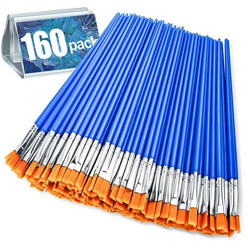 AROIC Paint Brushes 160 pcs Nylon Hair Brushes for Acrylic Oil Watercolor Artist Professional Painting Kits, Face Nail Art and Miniature Detailing & Rock Painting.