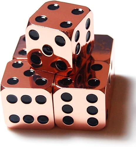 5 dados personalizados y únicos de aleación de metal D6 de 0.63 pulgadas, altamente pulidos, edición premium (cuerpo rojo corral pipas negras)