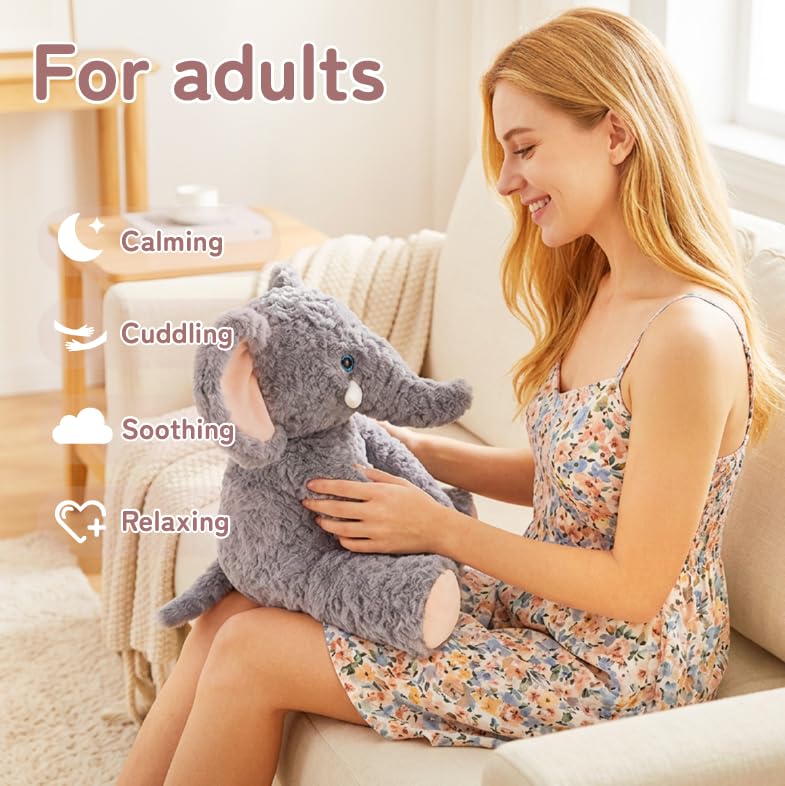 Image of Niuniu Daddy Weighted Stuffed Animal, 14 in 3.5 lbs, Elephant Calming Plush | Heavy sensory lap pad, lying body pillow for sleeping, machine wash, huggable plushies, soothing gift for kids and adults