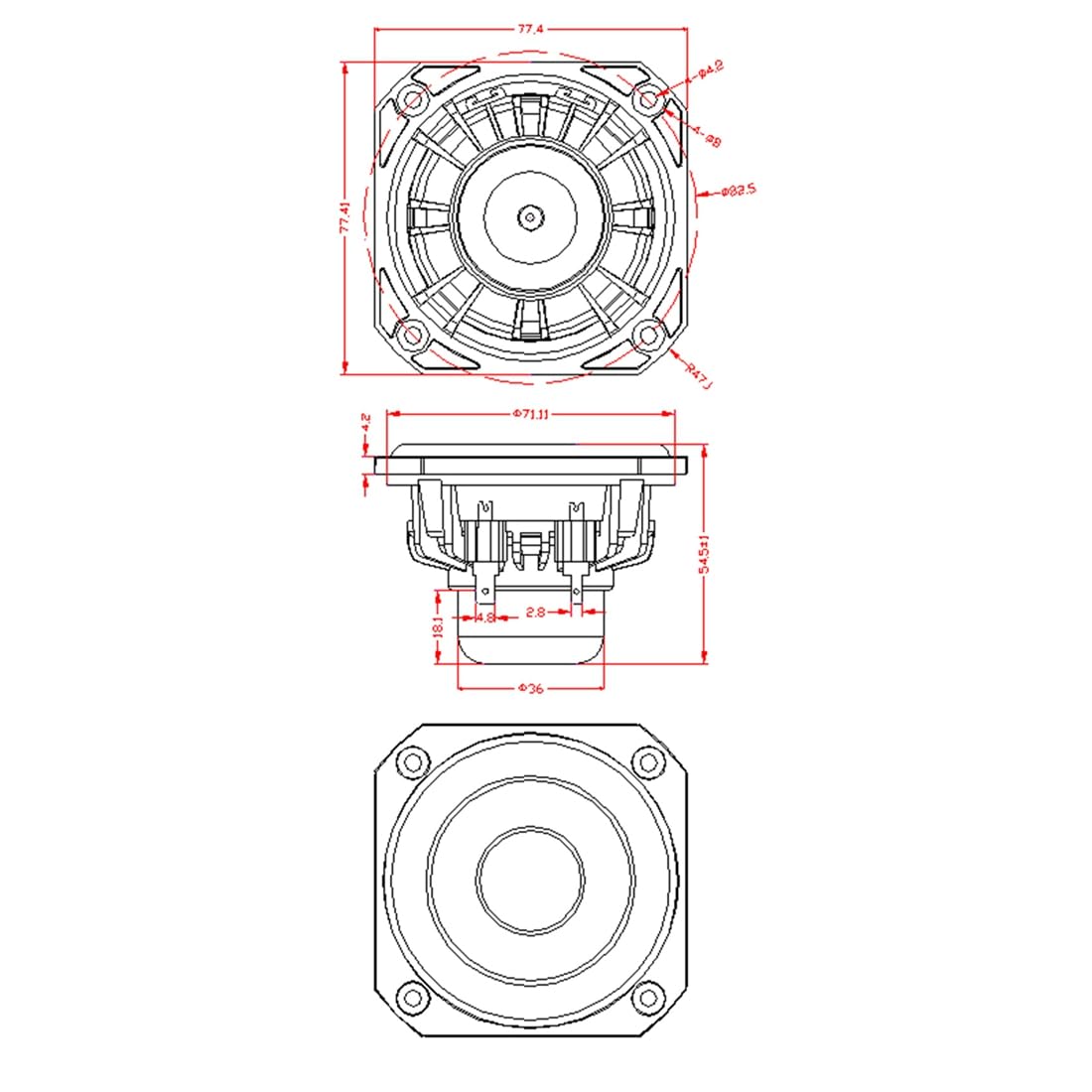 Haut-Parleur Étanche 95AF, Haut-Parleurs Auditifs de 3 Pouces avec Corne de Haute Qualité de 25W 8Ohm, Haute Fidélité.