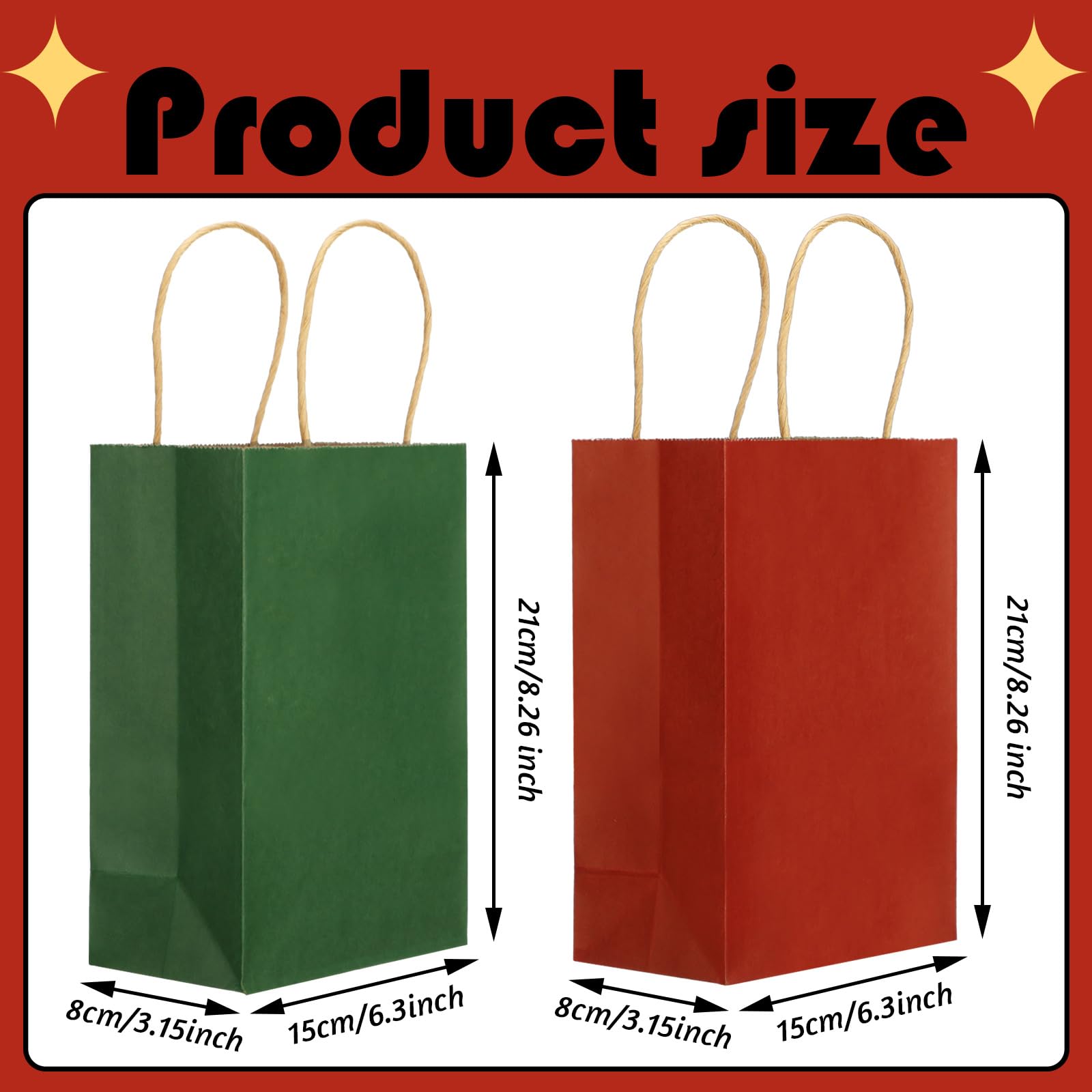 Aazon.co: Tenceur 100 Pcs Christas Gift Bags Bulk With Handles Reusable Kraft Gift Bag - View #8