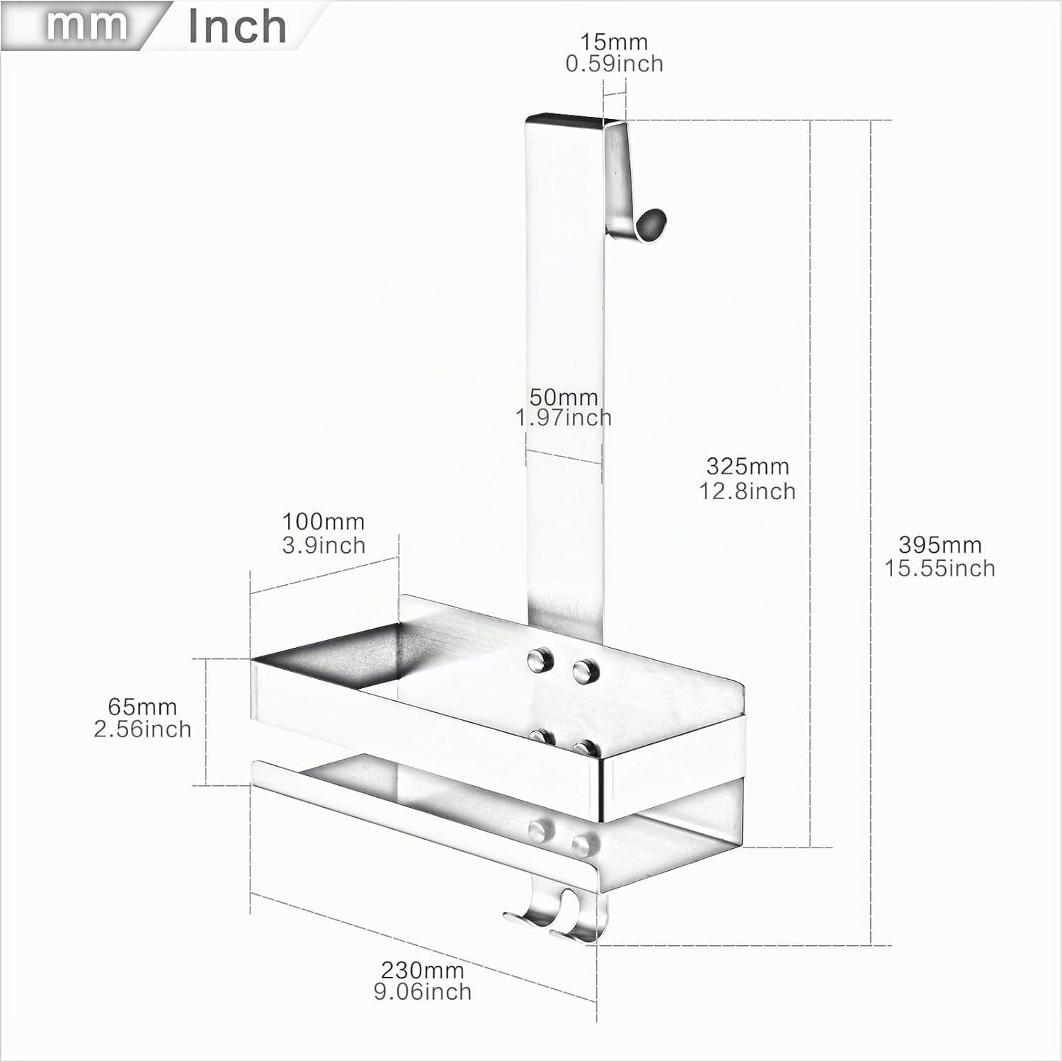 Mensola doccia da appendere oro senza foratura, gancio in acciaio inox per porta in vetro senza cornice, supporto shampoo