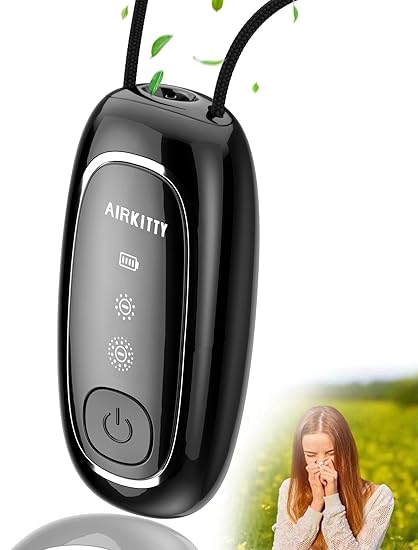 OPD A10 Portable Air Purifier Necklace,Personal Small Air Purifier,100% No Static Electricity,Rechargeable Ionizer,for Bedroom,Car and Airplane,Black