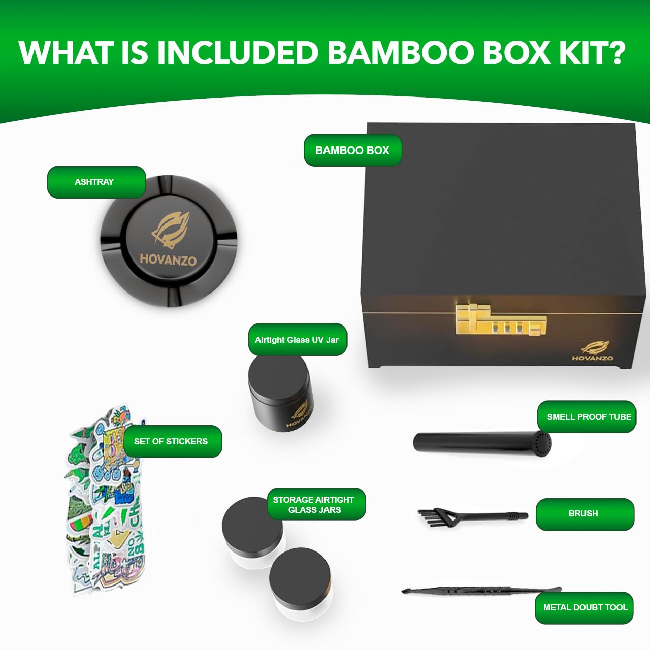 HOVANZO - Caja decorativa de bambú grande con cerradura de combinación, caja de almacenamiento con bandeja rodante, accesorios