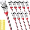 10pcs 6mm DC 12-24V 1A White LED with 150mm Cable Length Waterproof Signal Lamp Metal Display Light for Car Interior Truck Boat Metal LED Display and Wiring Cap