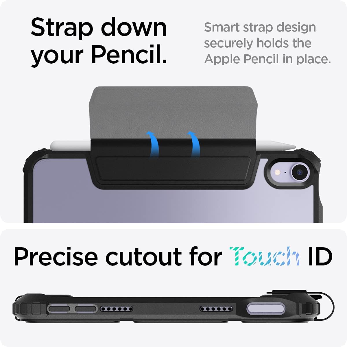 Spigen for iPad mini 7 Case A17 Pro (2024), 8.3 Inch Ultra Hybrid Pro iPad mini 7th/6th Generation Case (2024/2021) w/Clear Transparent Back and Pencil Holder, Black