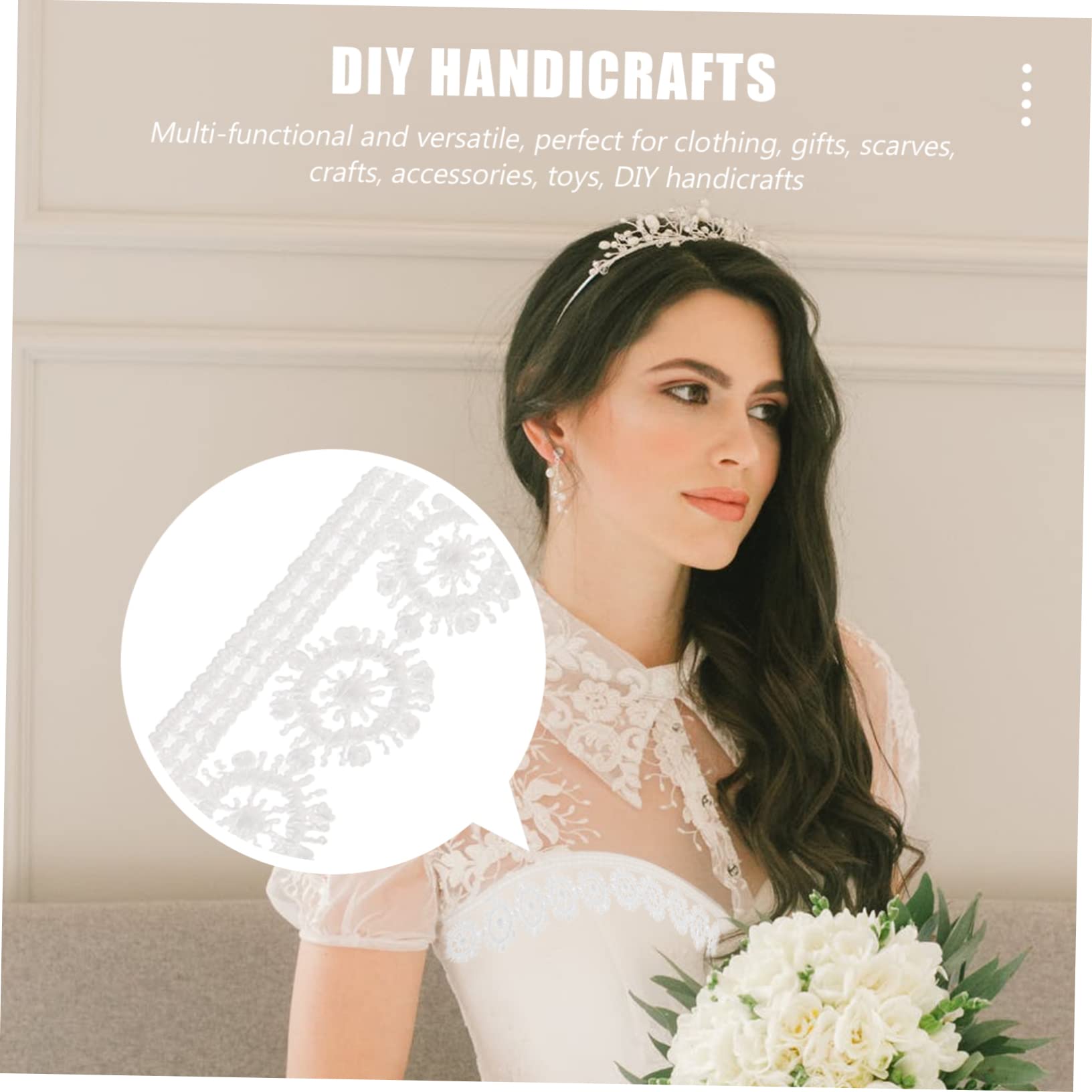 SHINEOFI 3 Rollos Encaje Calado Corte De Encaje De Ropa De Boda Ribete Envuelto Para Regalo Tejido De Costura De Bricolaje Seda De La Leche Novia Suministros De Boda Cordón