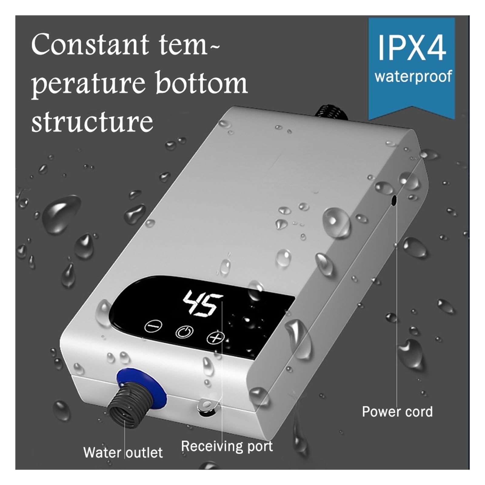 Termo Electrico, Calentador De Agua Instantáneo De 5500W, Grifo Instantáneo Sin Depósito, Grifo De Cocina, Grúa De Agua Caliente, LED Digital(No accessories)