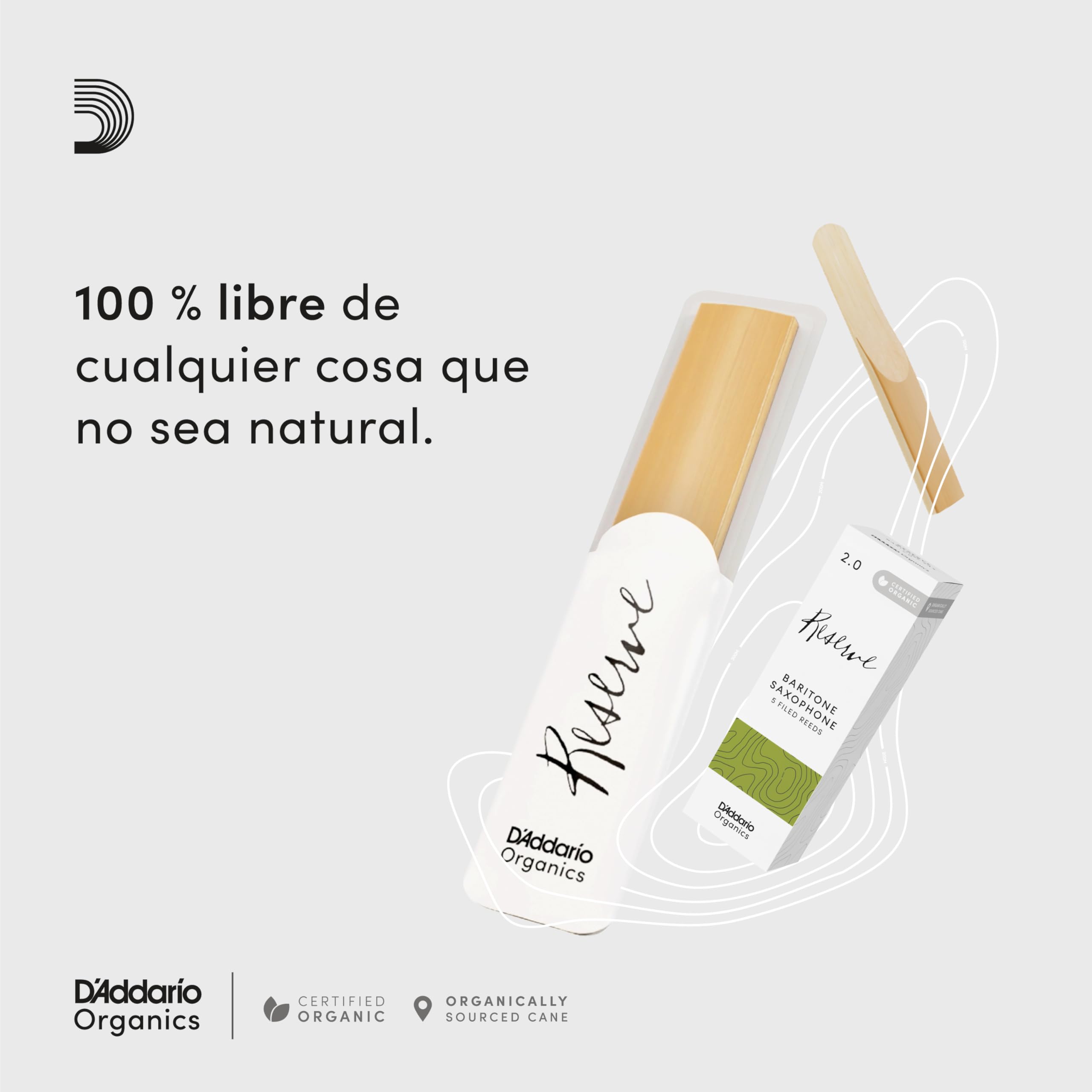 D'Addario Orgánico Reserve Alto Cañas para Saxofón - Cañas de Saxo - La Primera y única Caña Ecológica - 3.5 Fuerza, 10 Paquete