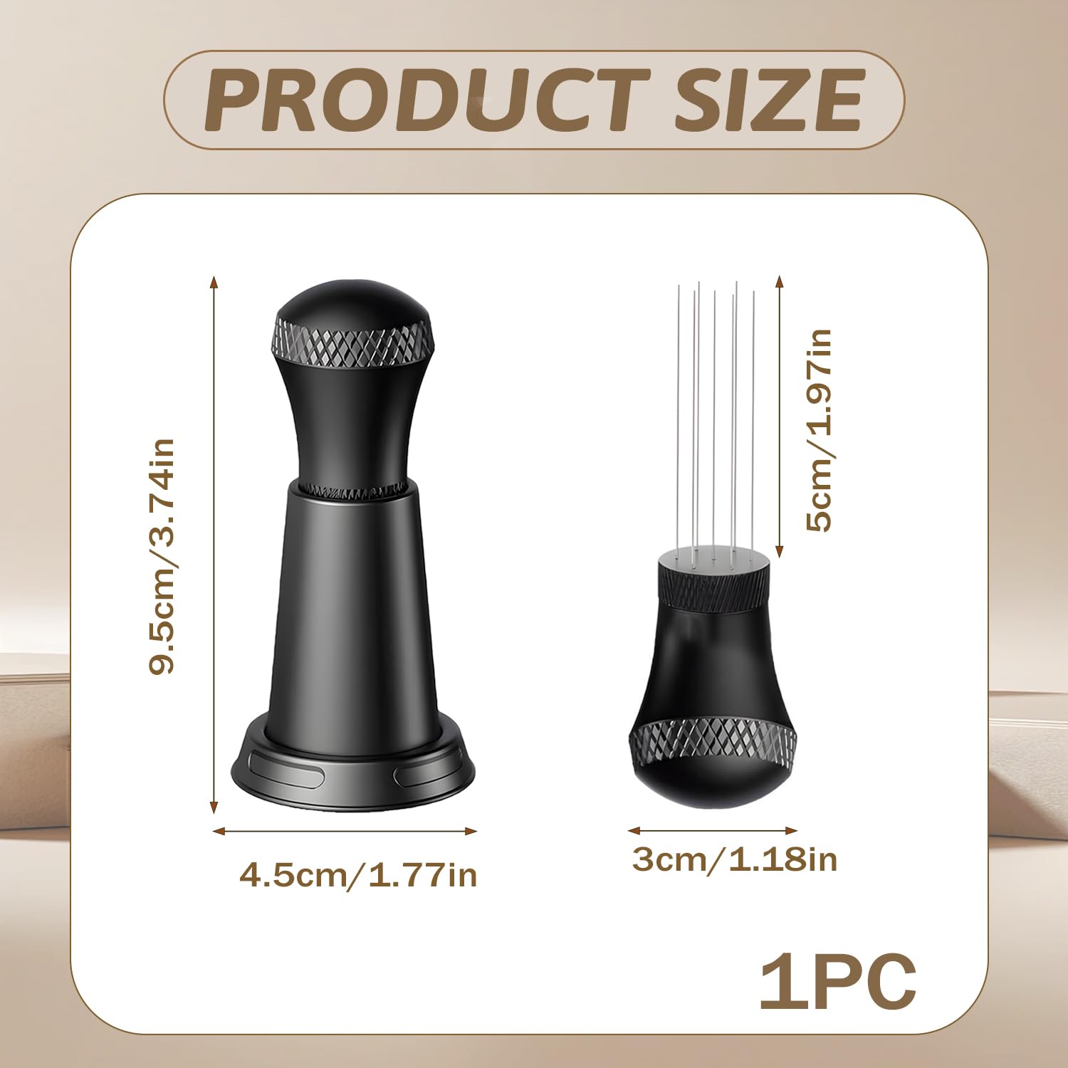 Distribuidor de café extraíble, herramienta WDT negra con agujas de acero inoxidable flexibles de 45 x 95 mm, portafiltros, accesorios para la preparación precisa del café y calidad de extracción