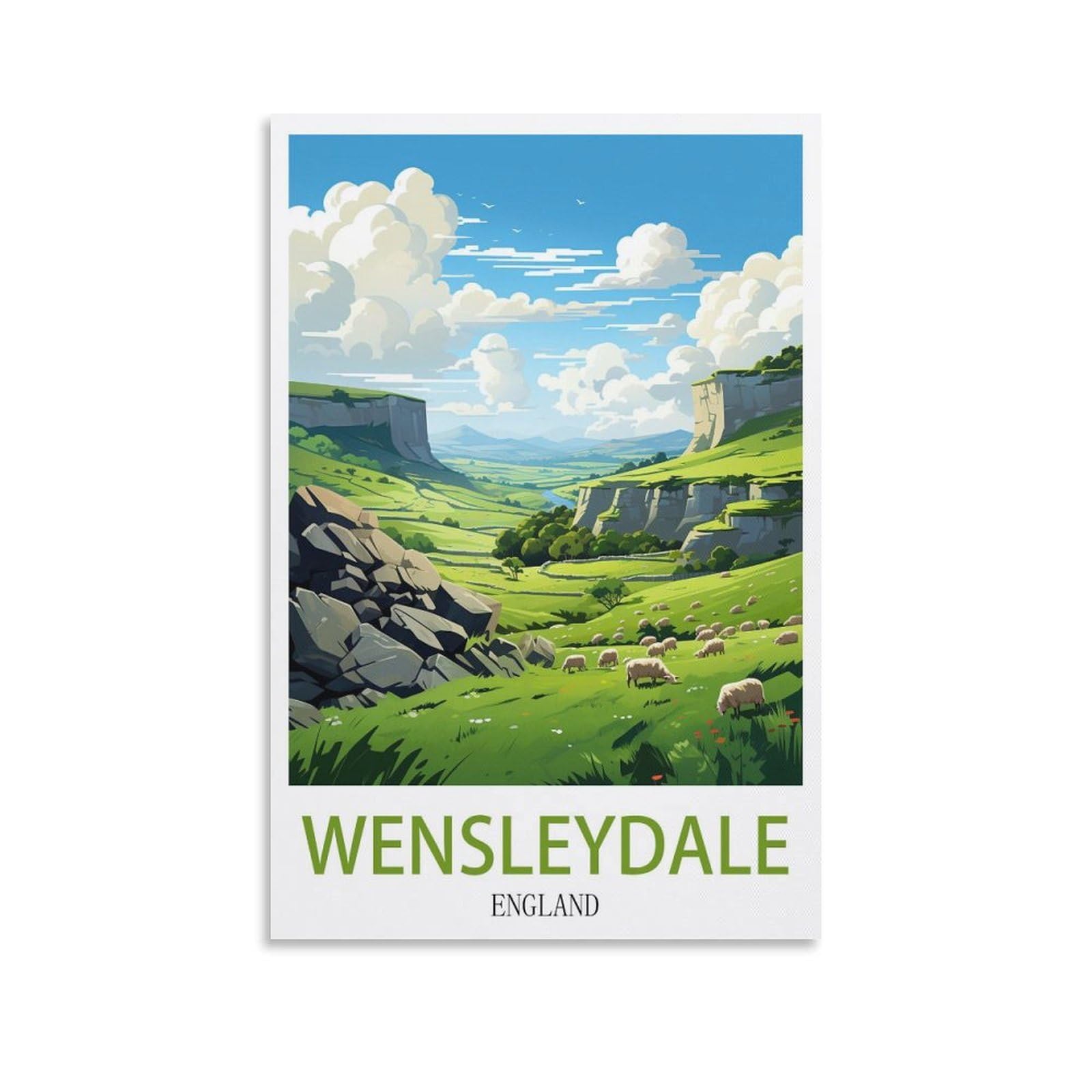 EZMLFA 5D Diamond Art Kits for Beginner,Wensleydale England Crystal Rhinestone Embroidery Craft Kits for Home Wall Decor Gifts, 40x40cm