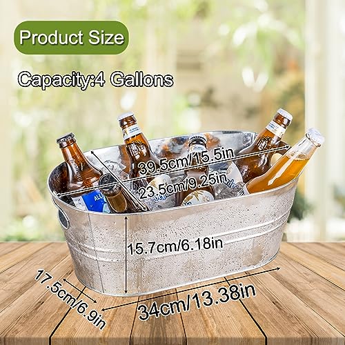 Porpor Booya 4 Pack Galvanized Tub 4 Gallon Ice Bucket Large Metal Drink Buckets For Parties Beer Beverage Tub With Carry Handles For Champagne Cocktails Wine Cooling For Mimosa Bar Supplies thumb #3