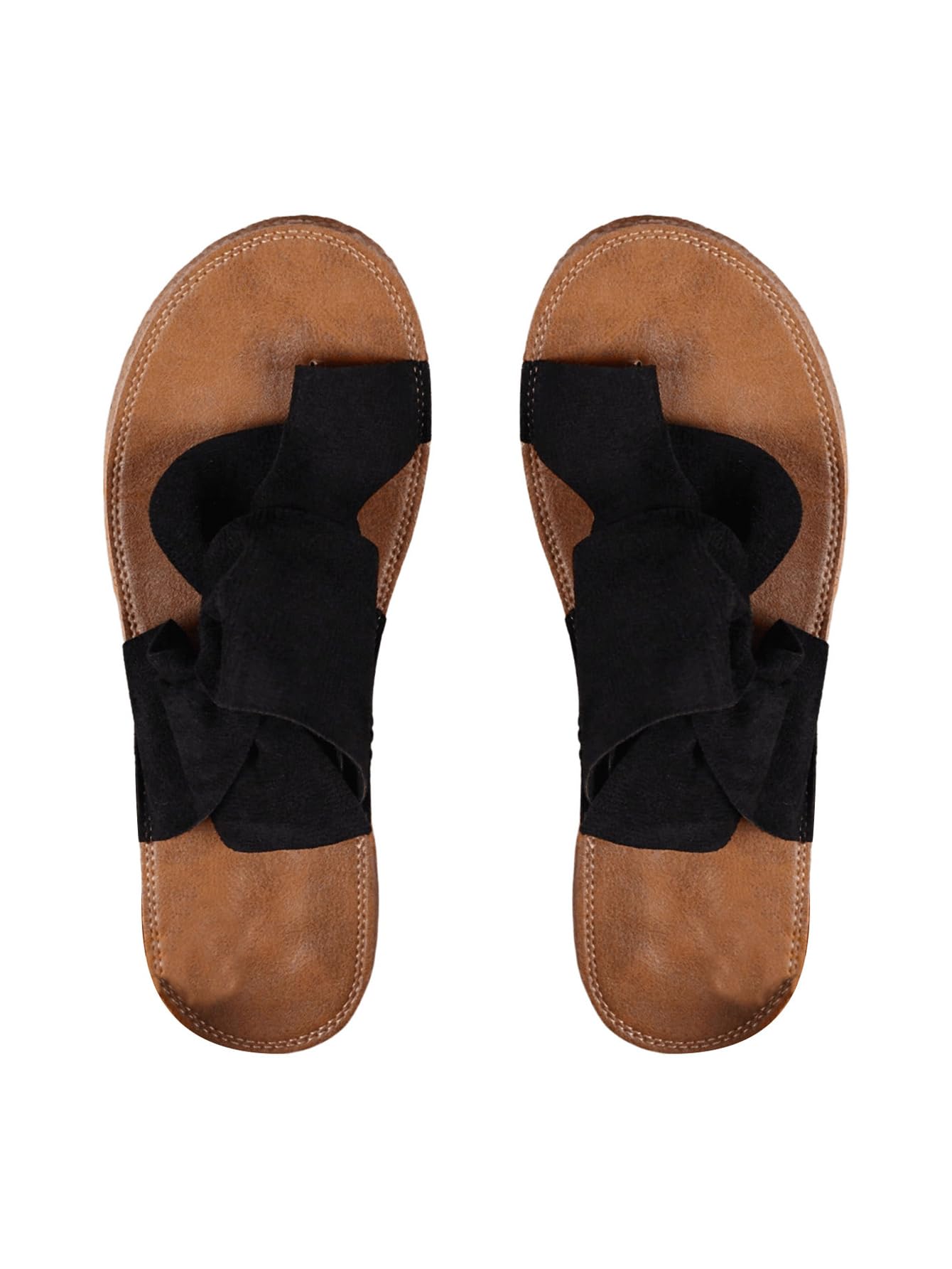 Women's Colorful Bow Knot Toe Post Slide Sandals Comfortable Open Toe Sandals Summer Beach Shoes