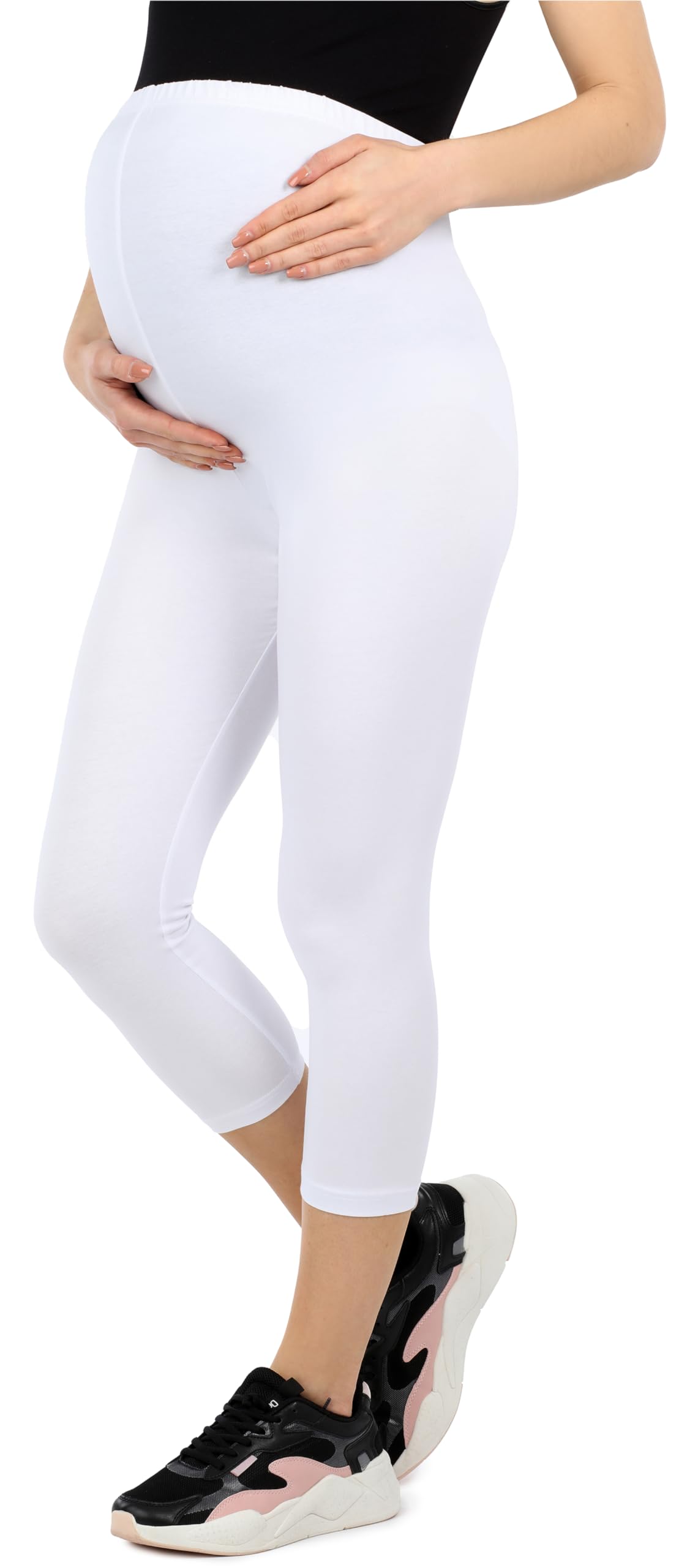 Be Mammy Damen 3/4 Umstandsleggings aus Bio-Baumwolle BE20-284