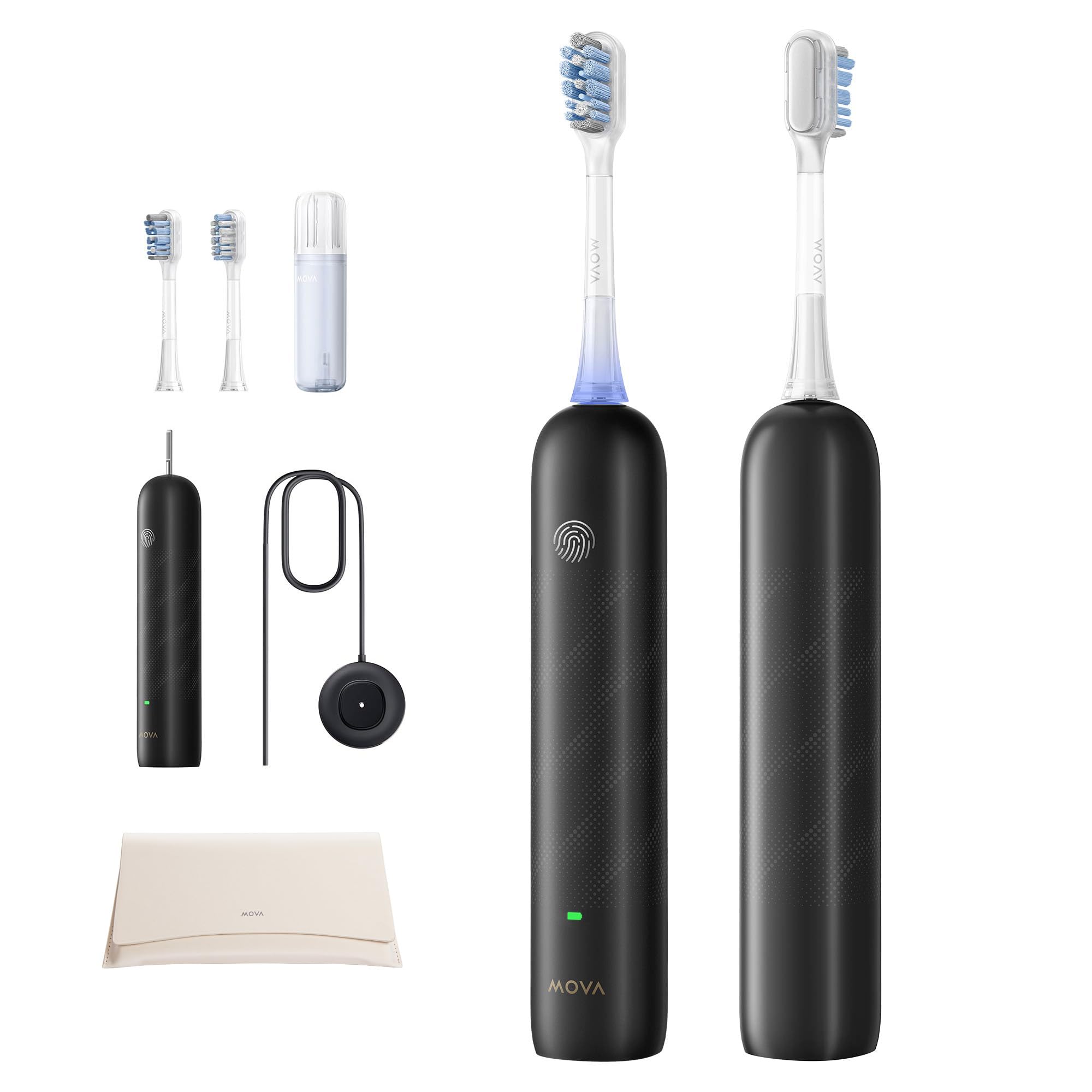 Dreametech Mova Fresh Pro 3DClean™ Electric Toothbrush with App, Sonic Toothbrush for Adults, 2 Brush Heads and Travel Case, 3-in-1 Replacement Brush Head with Holder, 30 Day Battery Life, Black