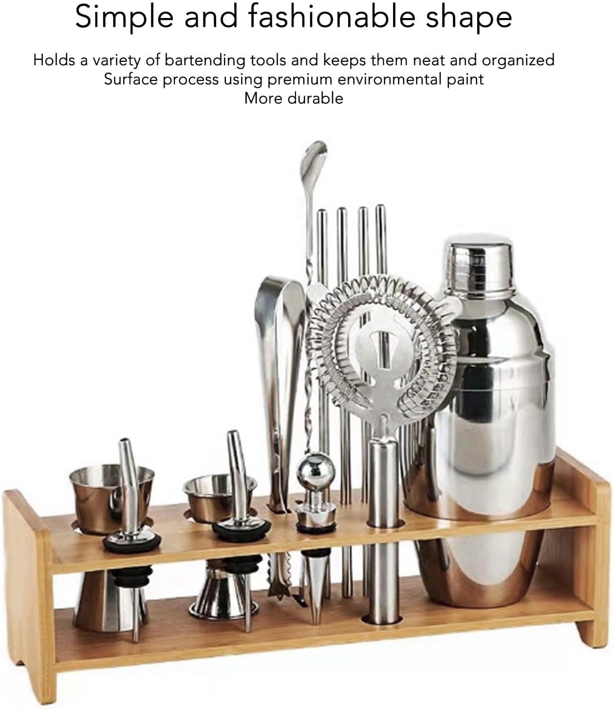 Soporte para Coctelera De Gran Capacidad, Estante De Madera Que Ahorra Espacio para Utensilios De Cocina Y Bar, Organizador Elegante para Artículos Esenciales De Coctelería Doméstica.