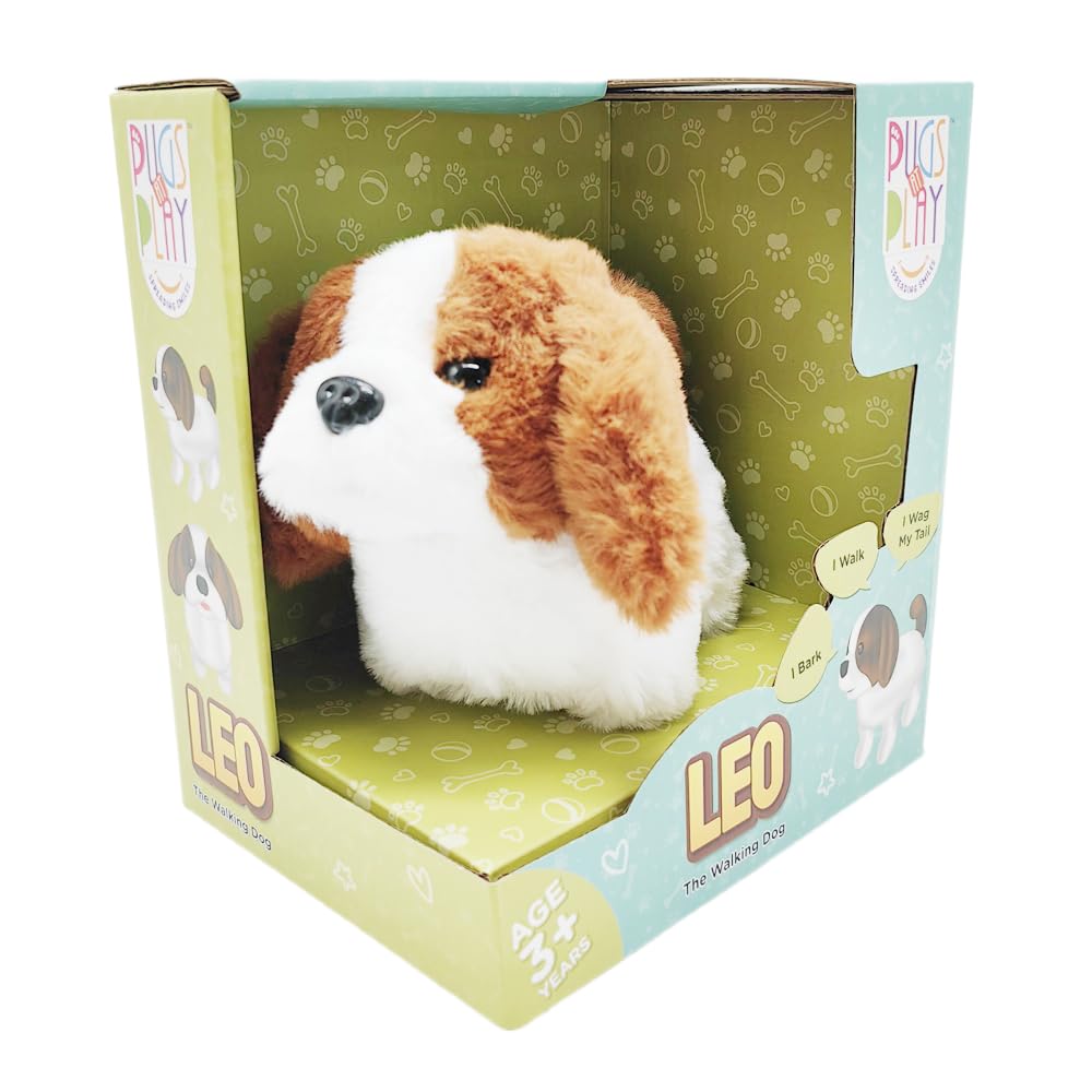 Pugs At Play  Kids  Leo Interactive Walking Dog Plush Toy, Sports Direct