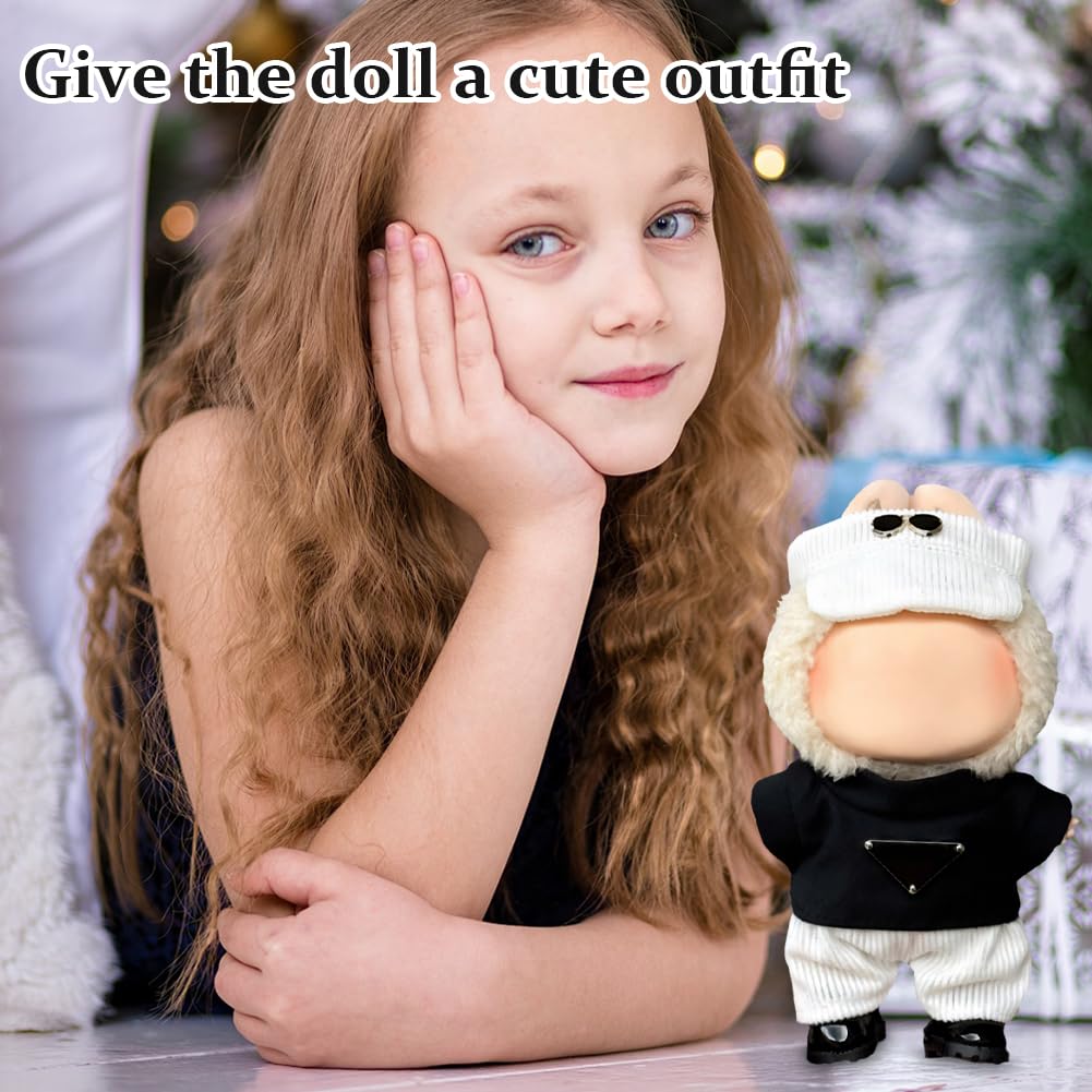 Vestiti per Bambola da 17 cm, Set Cappello e Pantaloni in Bianco e Nero, Accessori per Bambole, Regalo Perfetto per Collezionisti e Bambini