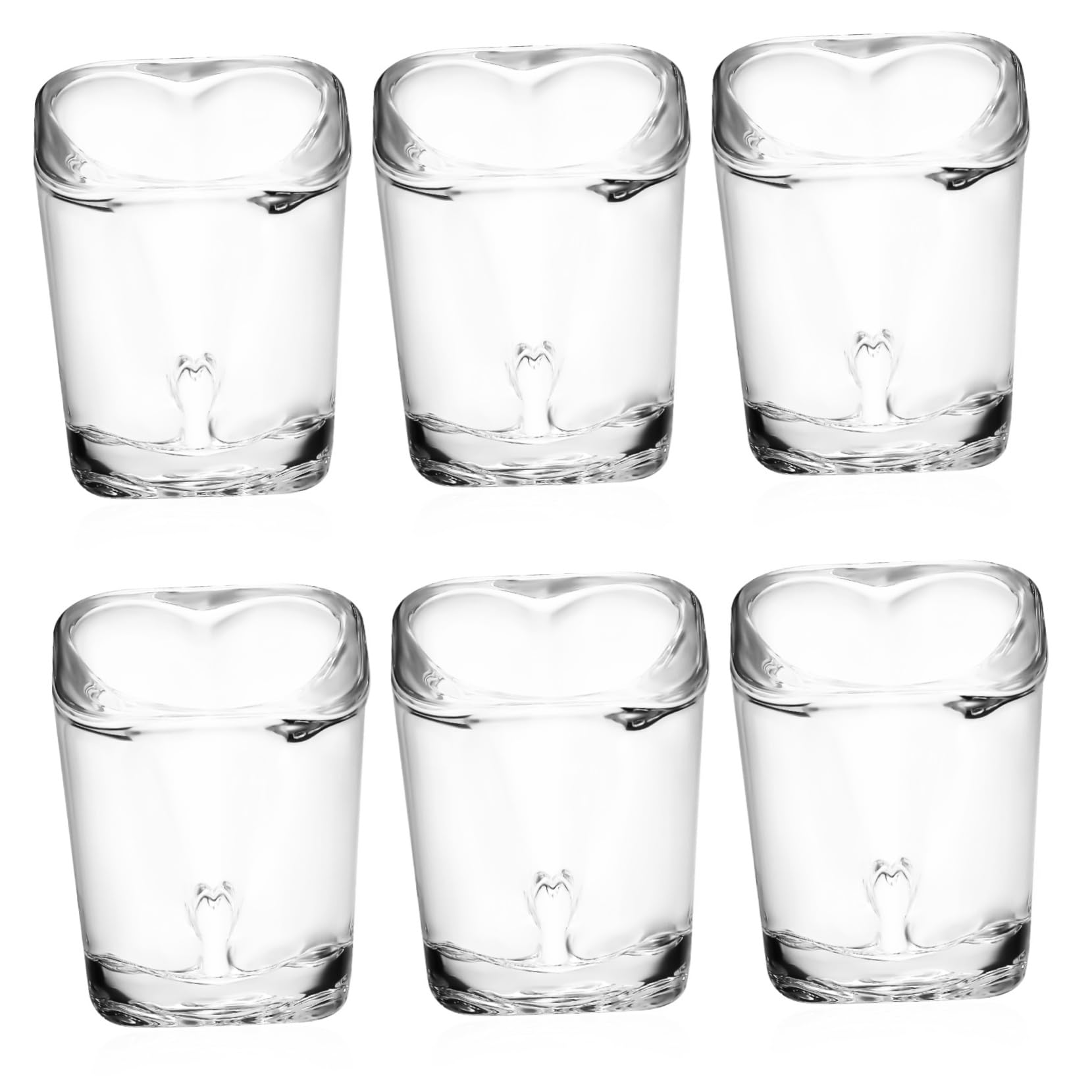 6pièces Lot de Verres à Shot Forme de Cœur Verre à Cocktail pour Fêtes