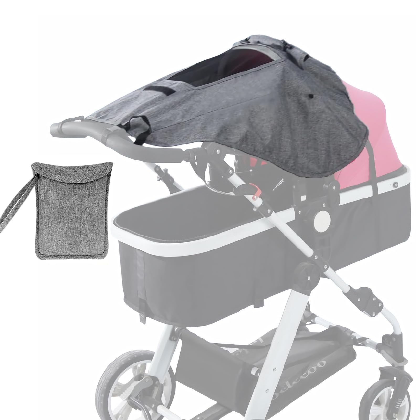 Parasoles para Silla de Paseo, Parasol Cochecito bebe, Parasol Carro Bebe Universal, Toldo Carro Bebe, Protección UV 50+, Ajustable, Claraboya de Malla