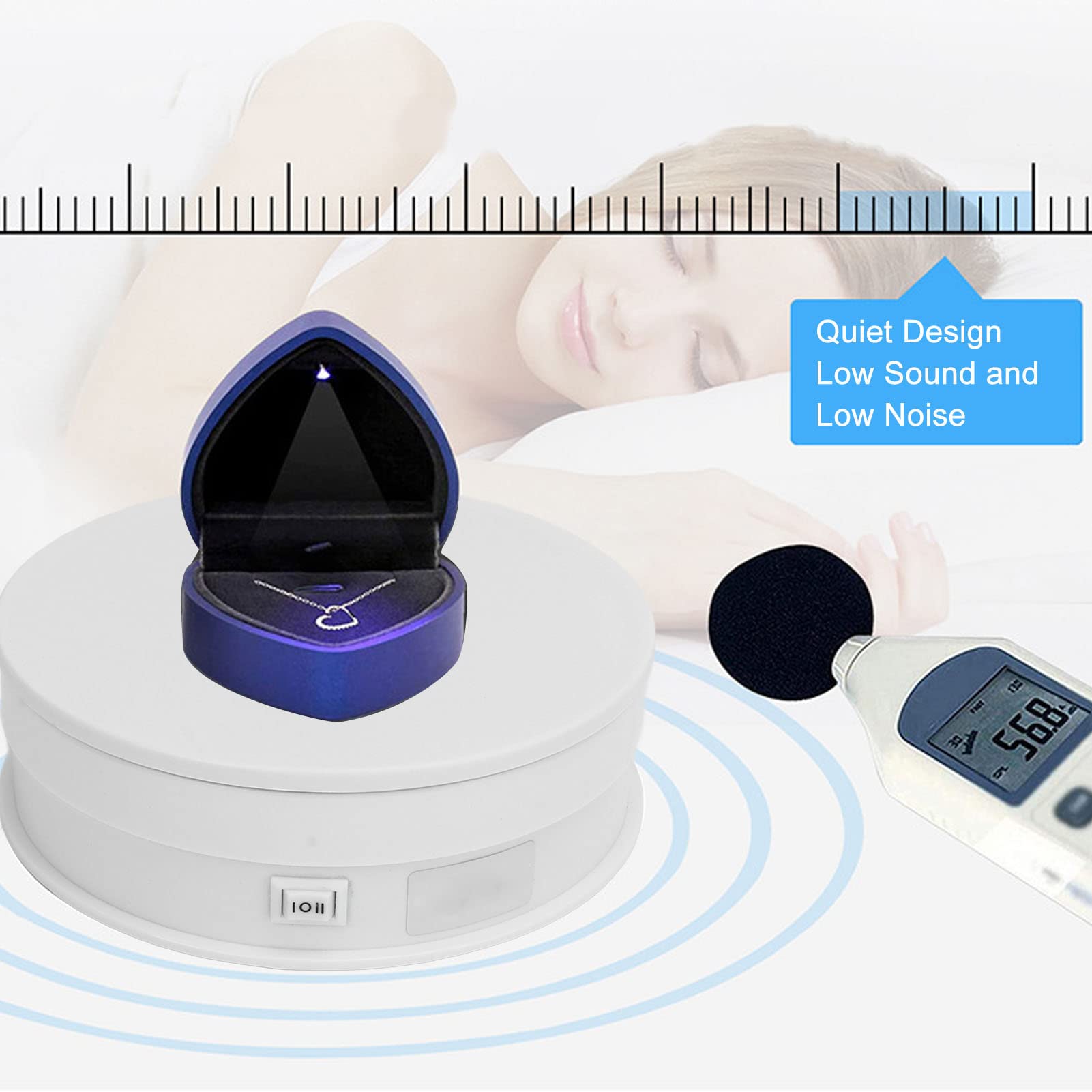 Display Rotante Motorizzato, Espositore per Giradischi Rotante Elettrico da 5,9 Pollici a 360 Gradi con Telecomando per Prodotti e Spettacoli Fotografici (Bianco)