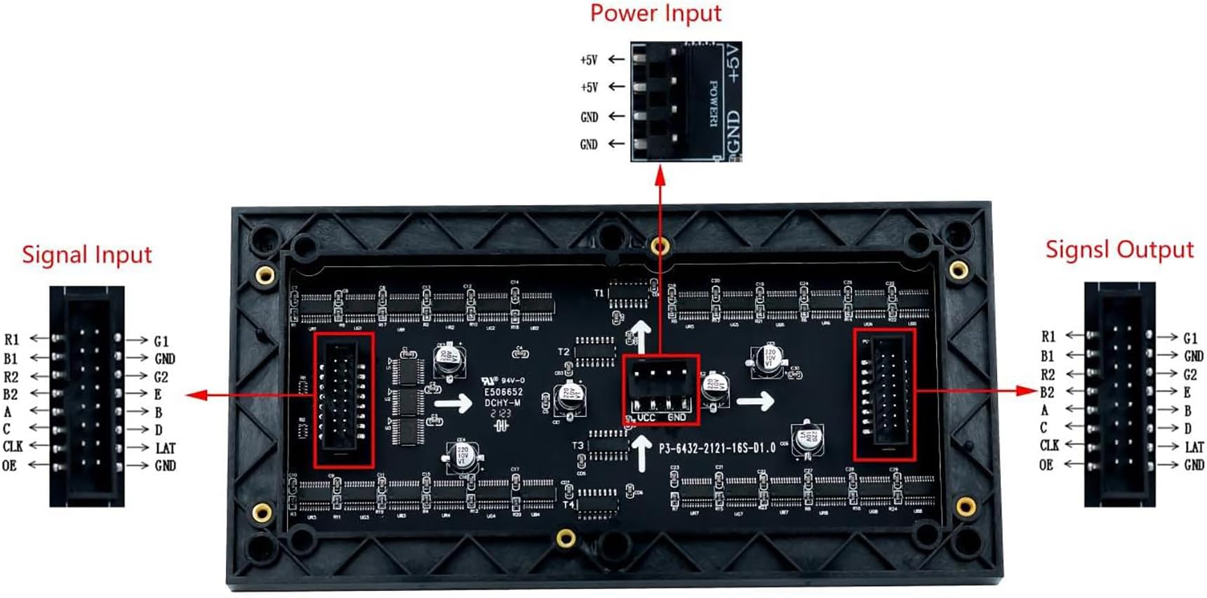 Panel de matriz LED RGB de 64 × 32 píxeles para Raspberry Pi 3 mm Pitch Onboard 2048 RGB LED para Arduino RGB LED Panel
