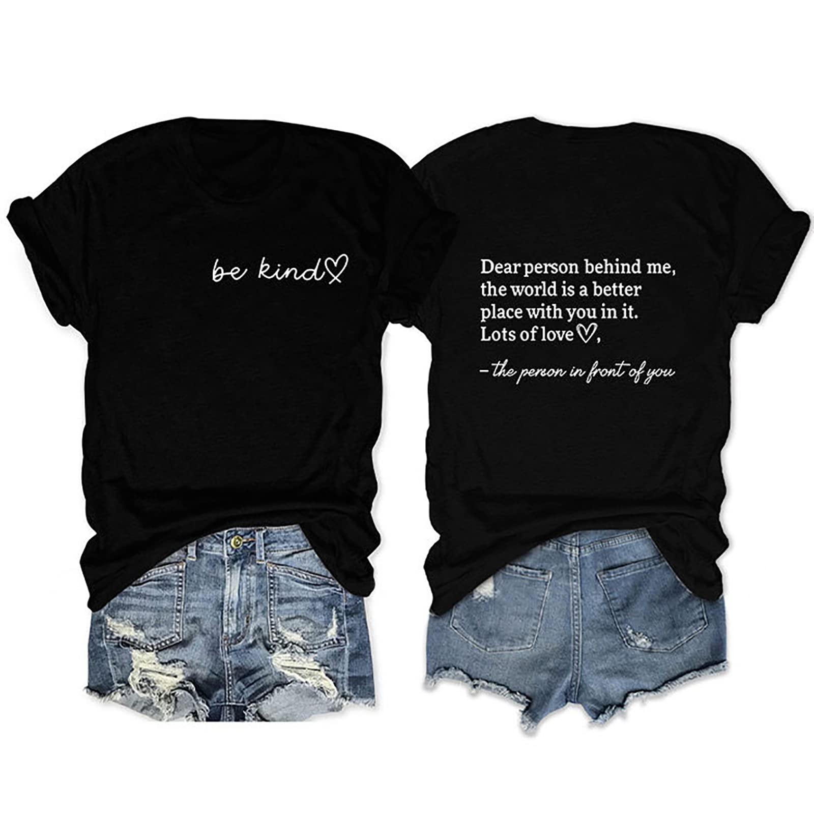 RACUBUDear Person Behind ME Tshirt, You are Amazing Beautiful and Enough T-Shirt, Women Casual V Neck Tee Tops